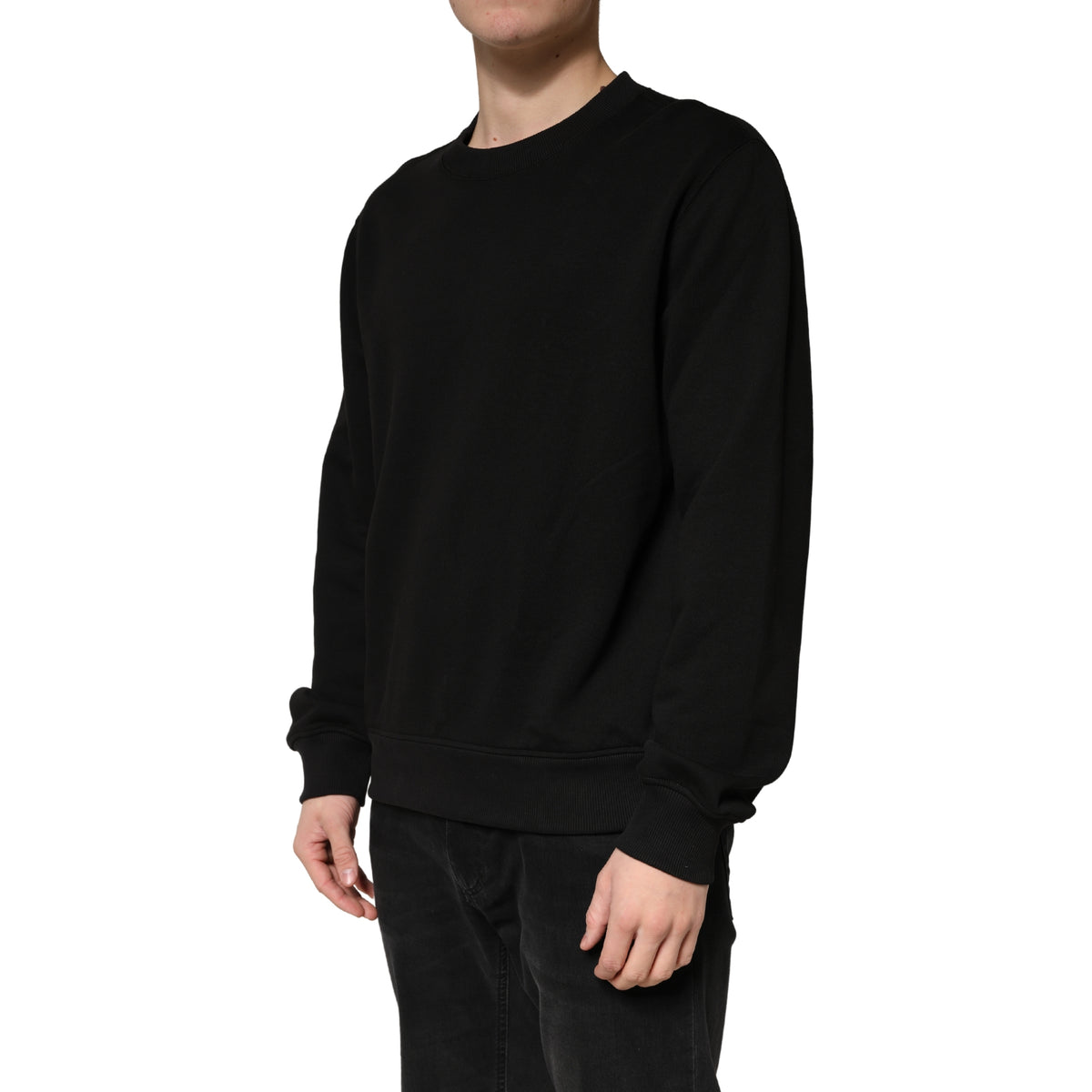 Dolce & Gabbana Pullover Schwarz Baumwolle Rundhalsausschnitt Sweatshirt