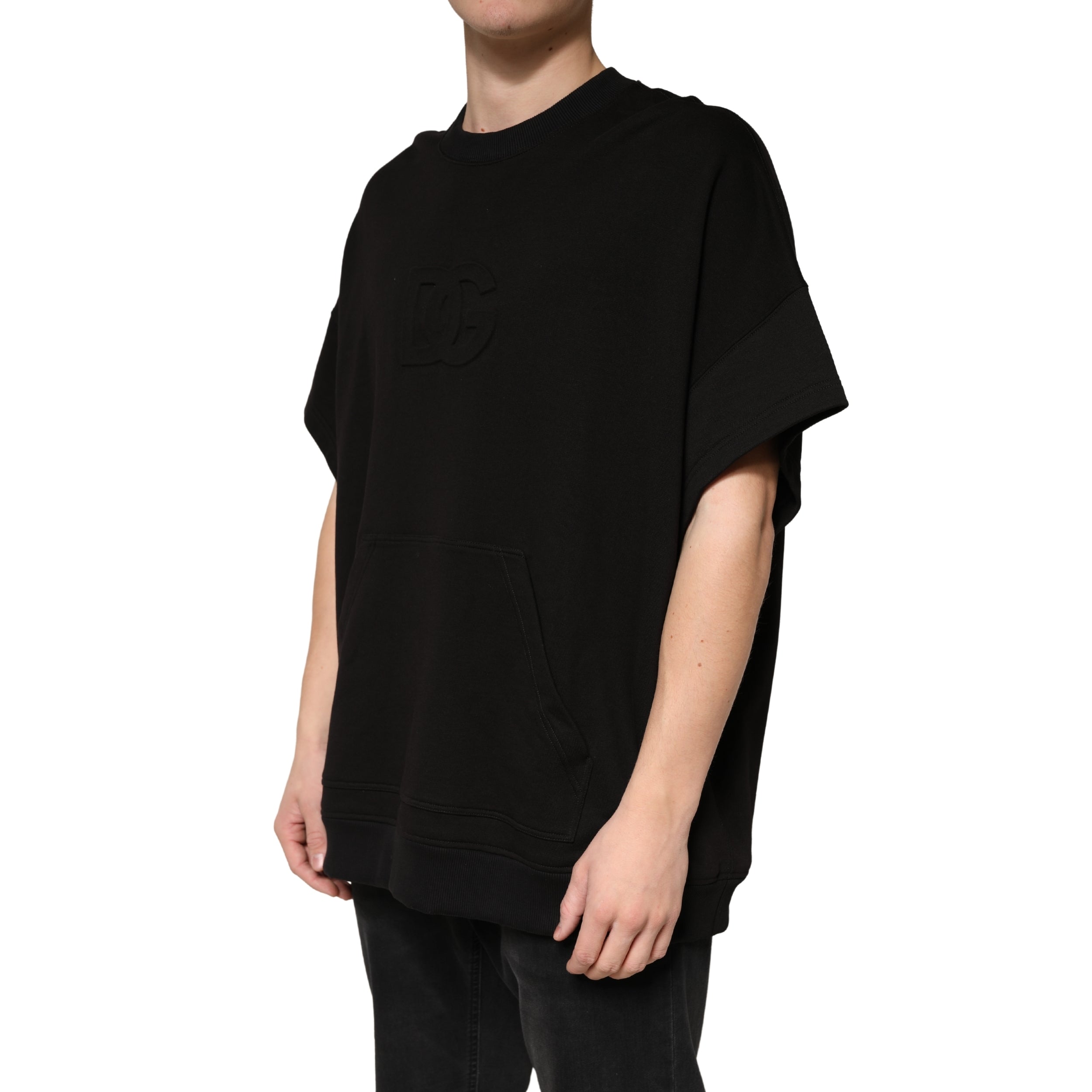Dolce & Gabbana Schwarzes Baumwoll-T-Shirt mit Rundhalsausschnitt und kurzen Ärmeln