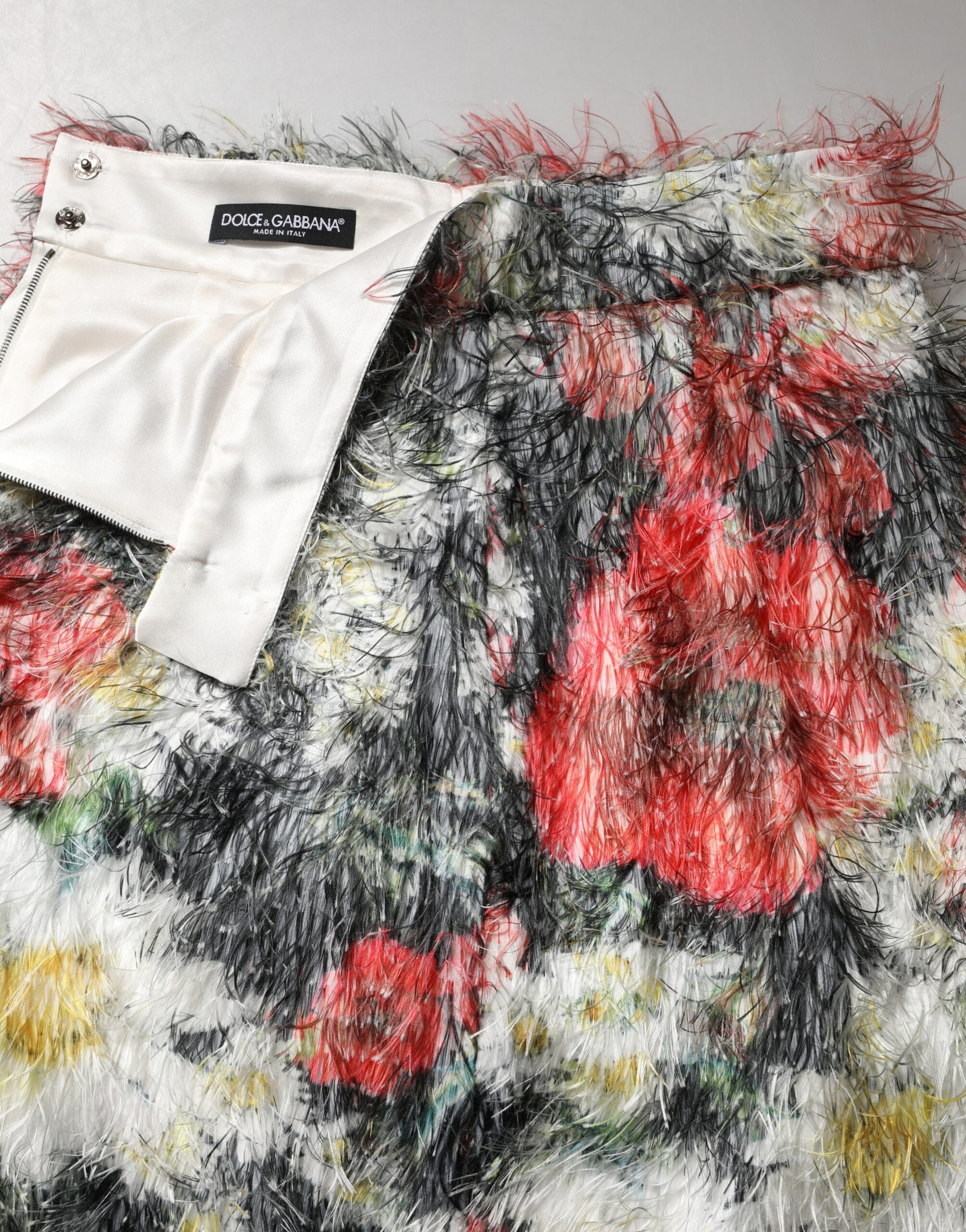 Dolce & Gabbana Bleistiftrock aus mehrfarbigem Blumen-Kunstfell
