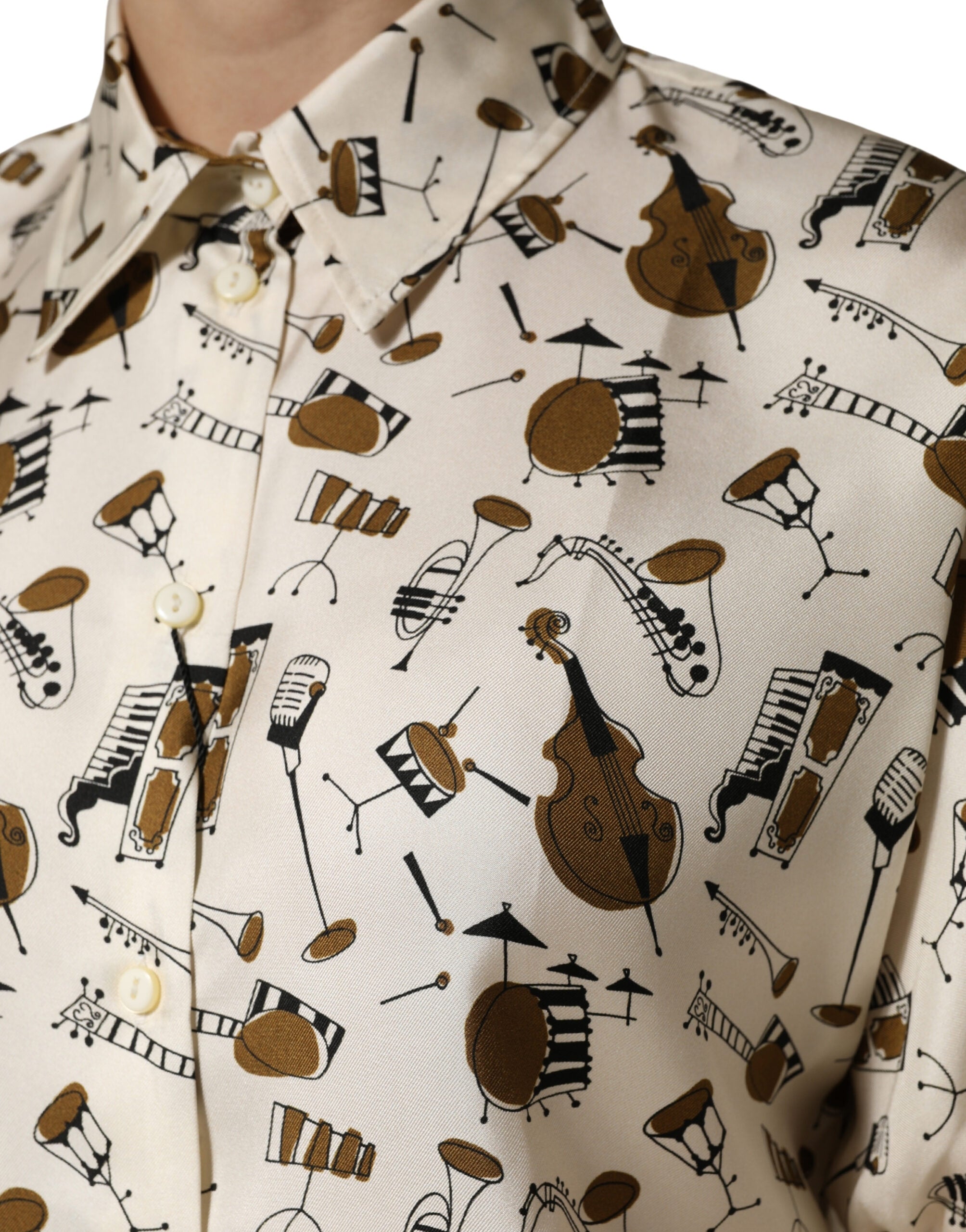Dolce & Gabbana Kurzes Oberteil in Beige mit Noten-Print