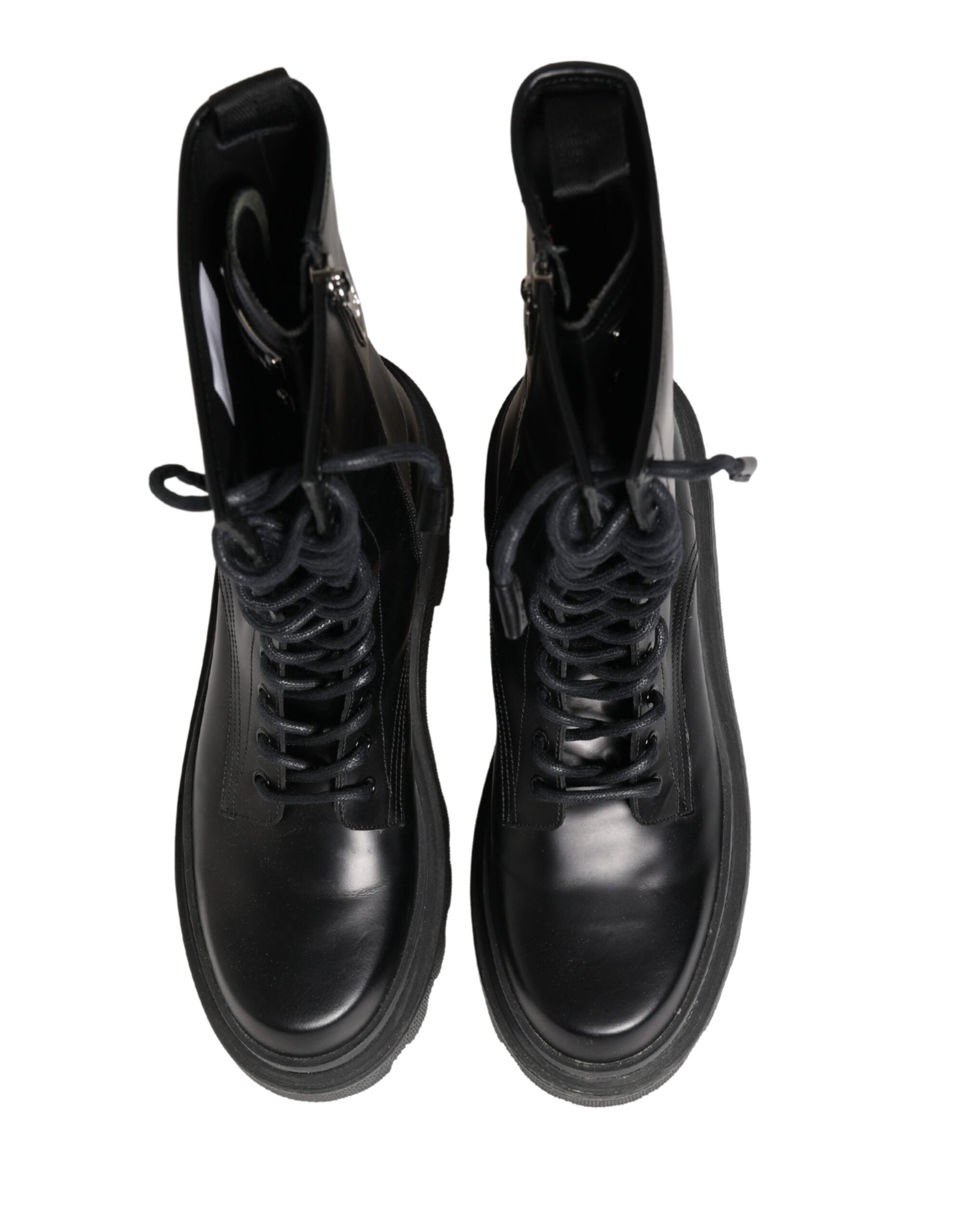 Dolce & Gabbana Schwarze Leder Combat Boots mit Trekking-Sohle