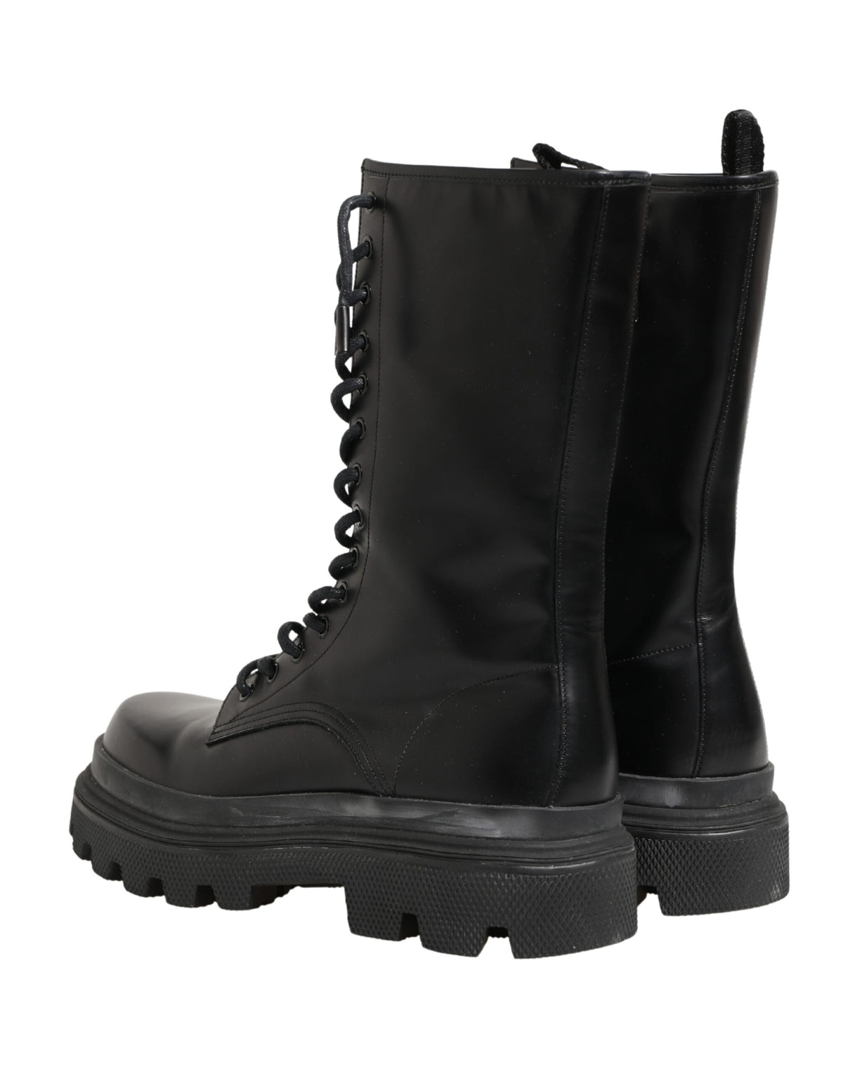 Dolce & Gabbana Schwarze Leder Combat Boots mit Trekking-Sohle