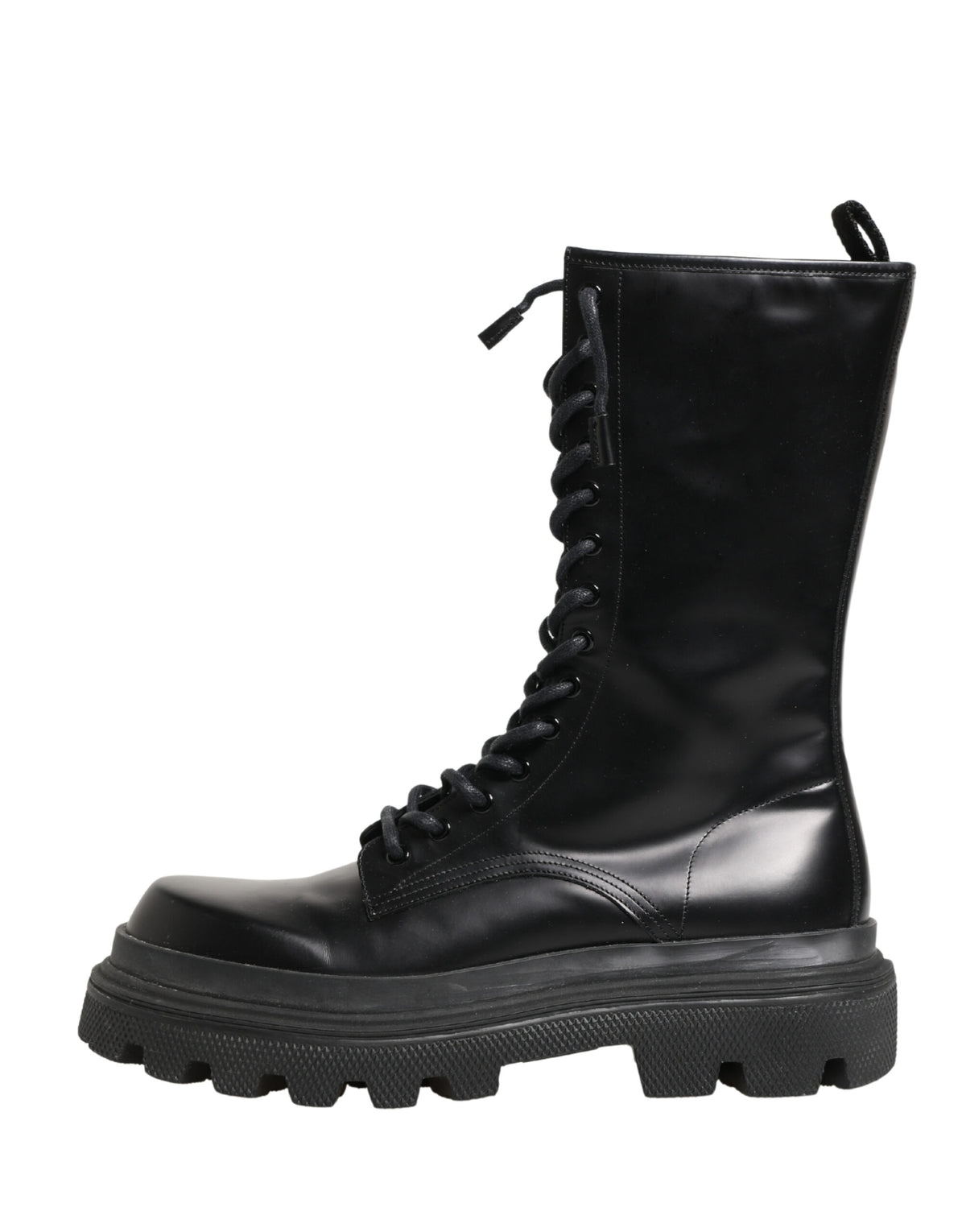 Dolce & Gabbana Schwarze Leder Combat Boots mit Trekking-Sohle