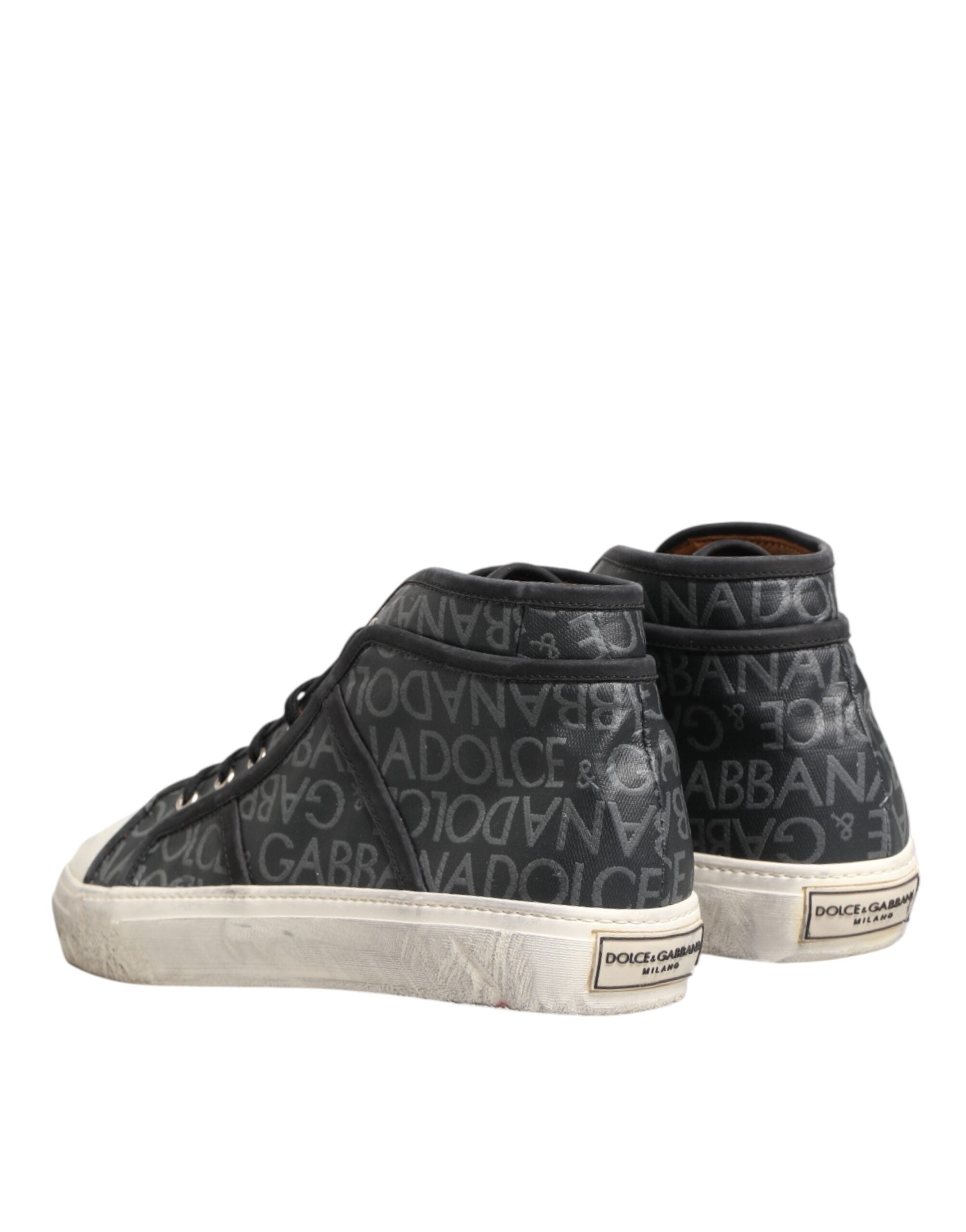 Dolce & Gabbana Schwarze und weiße Canvas-Sneaker mit Logo, mittelhoch
