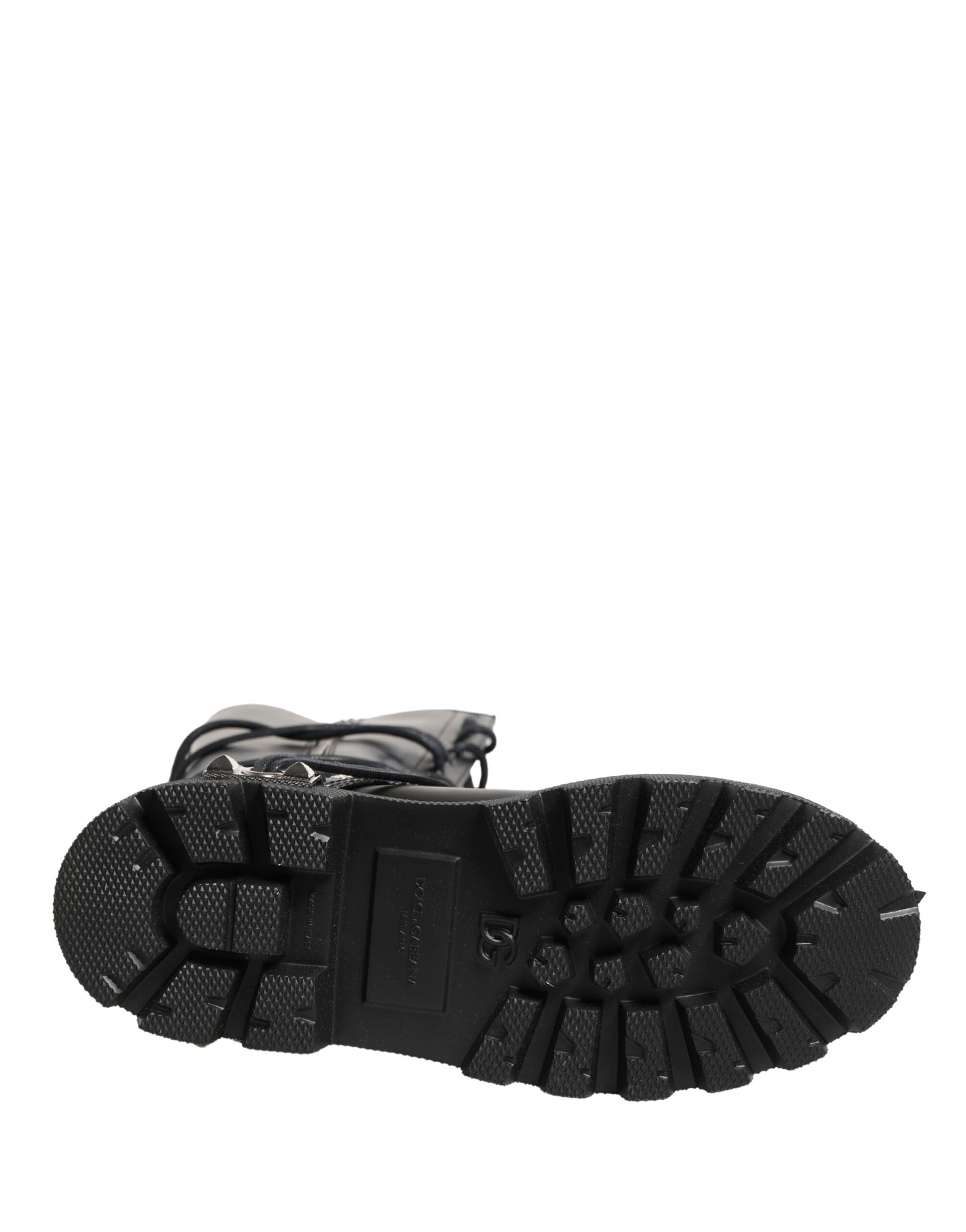 Dolce & Gabbana Schwarze kniehohe Leder-Combat-Boots