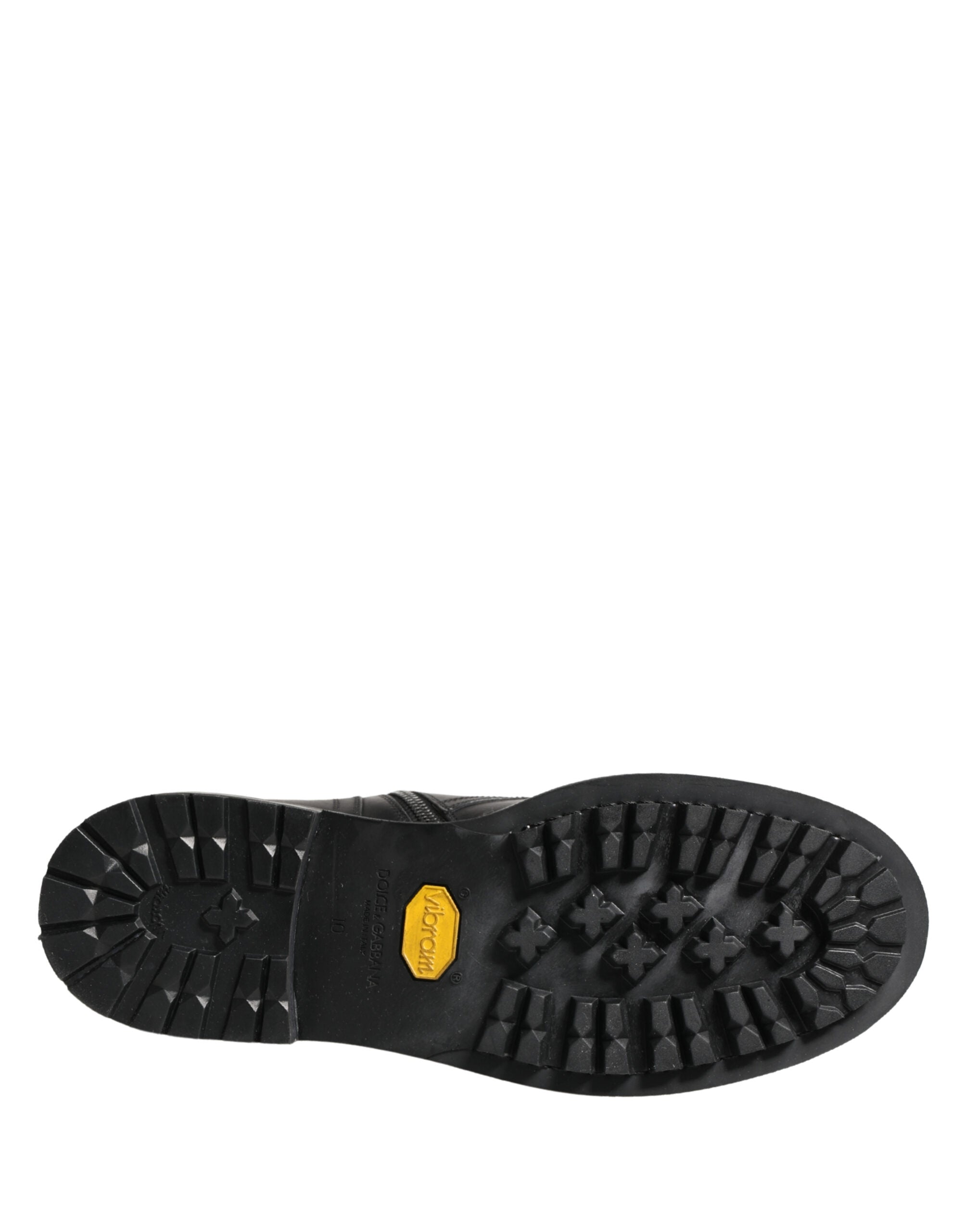 Dolce & Gabbana Schwarze Leder-Schnürstiefel mit Gürtelschnalle