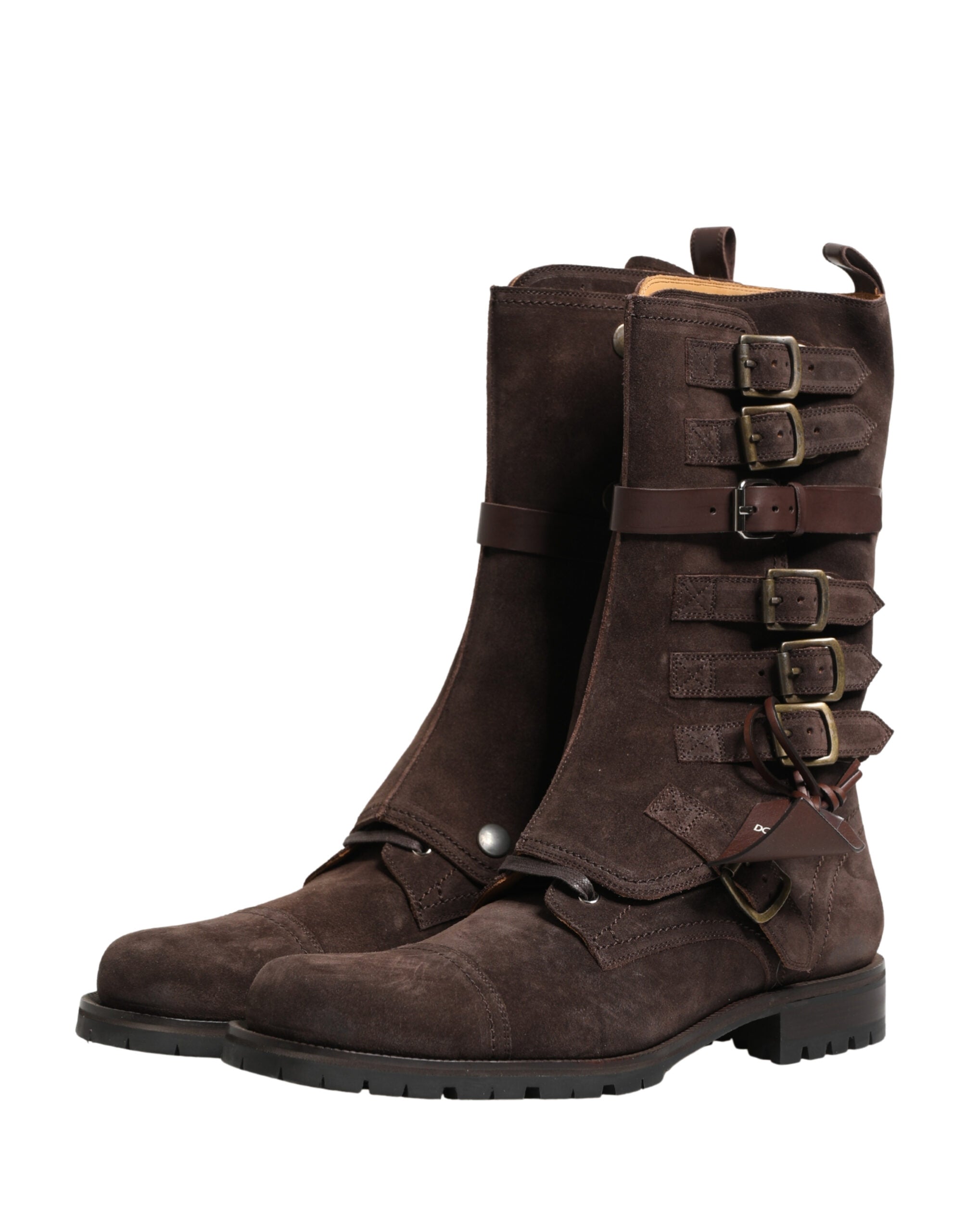 Dolce & Gabbana Braune Wildleder-Stiefeletten im Combat-Stil