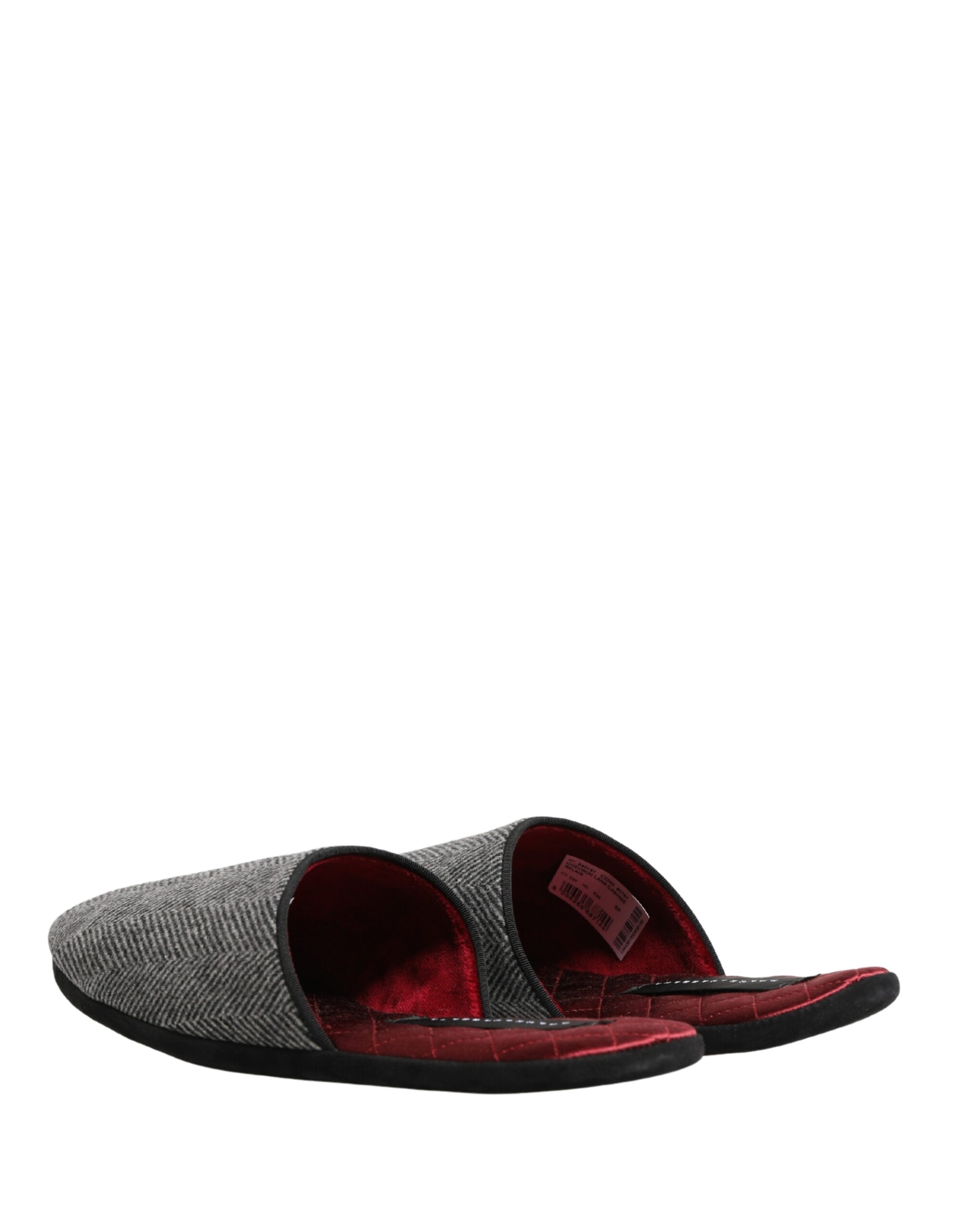 Dolce & Gabbana Graue Fischgräten-Kaschmir-Slipper Schuhe