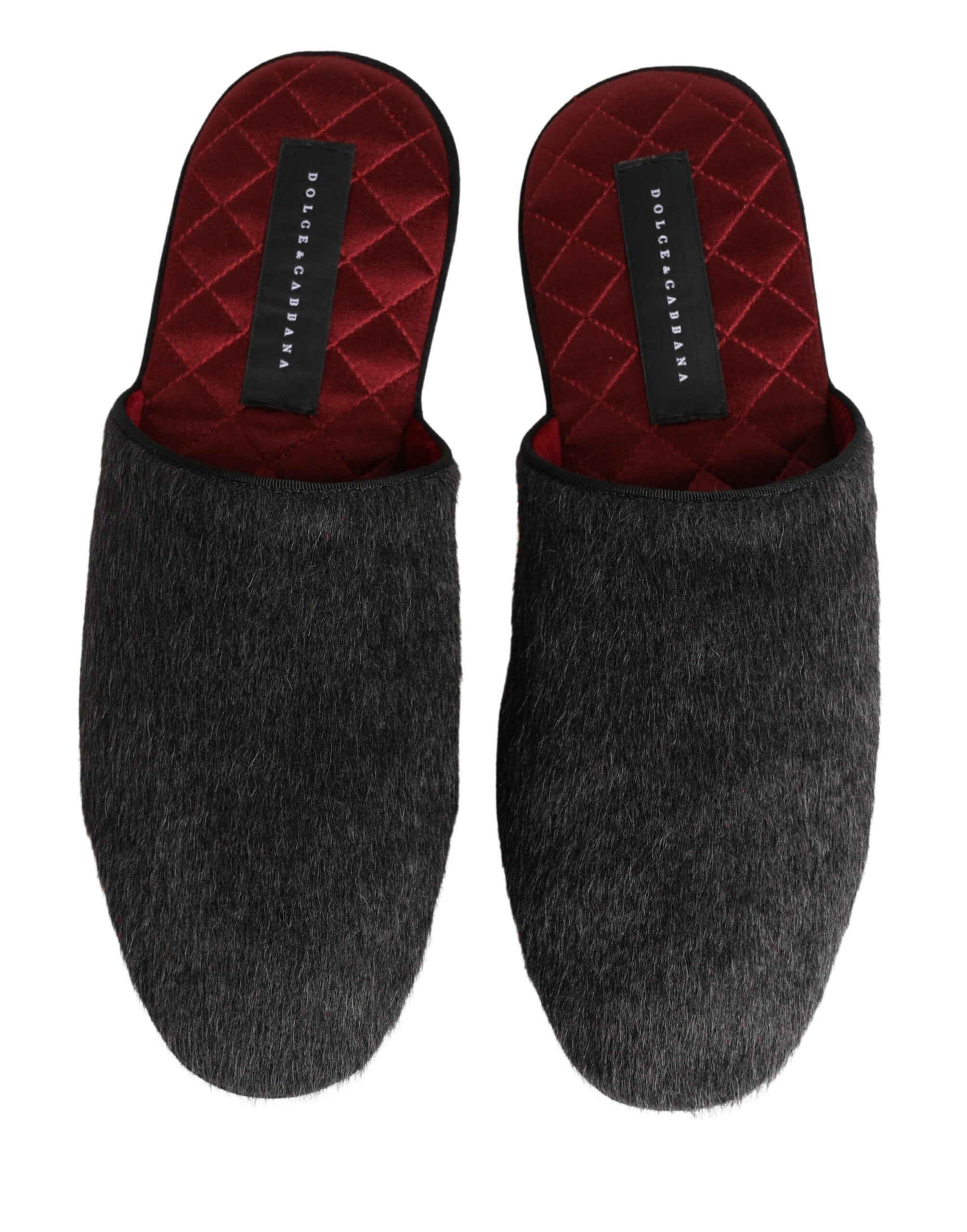 Dolce & Gabbana Dunkelgraue Anthrazit Woll-Slipper