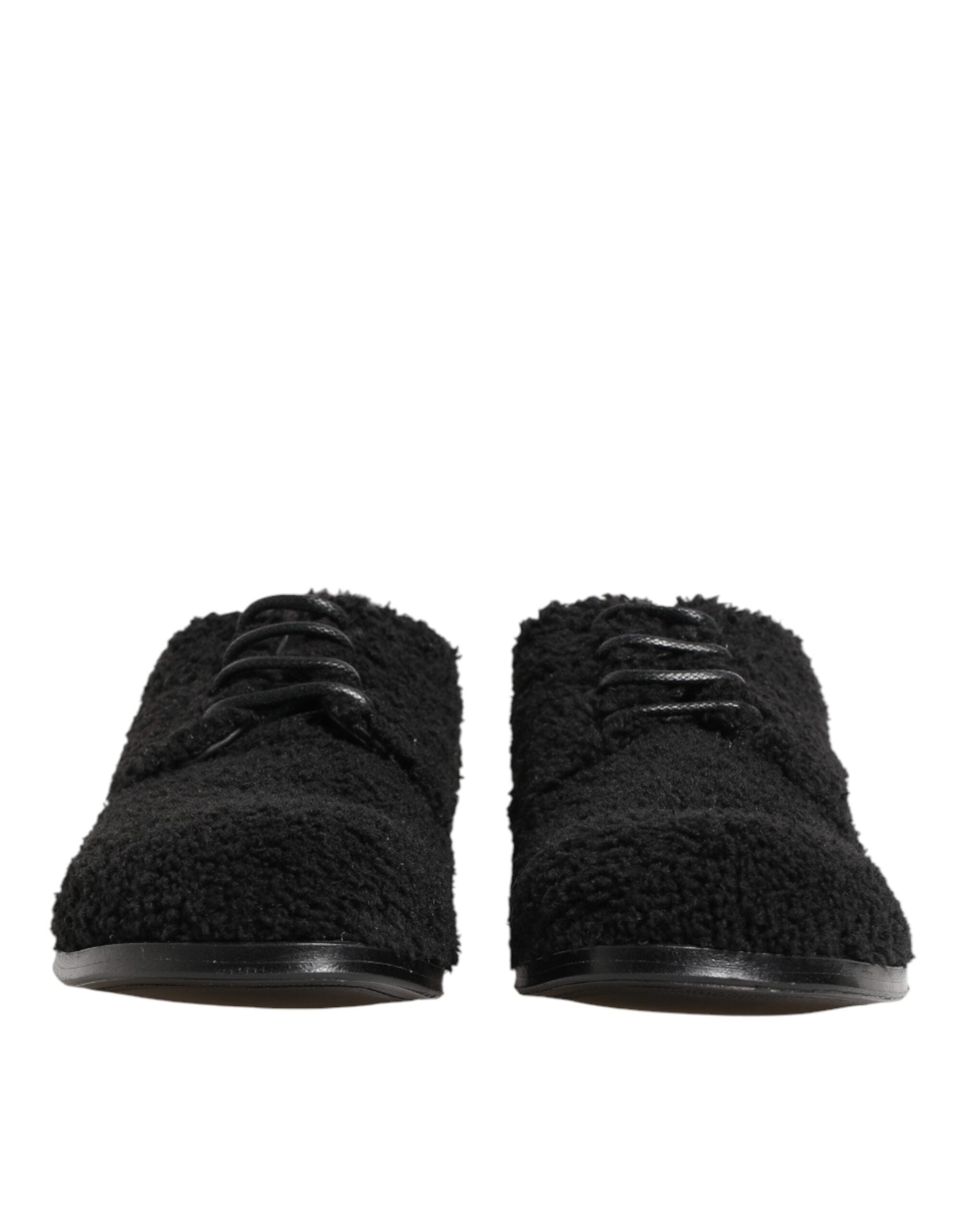 Dolce & Gabbana Herren Schwarze Riccio Lammfell Dress Derby Schuhe