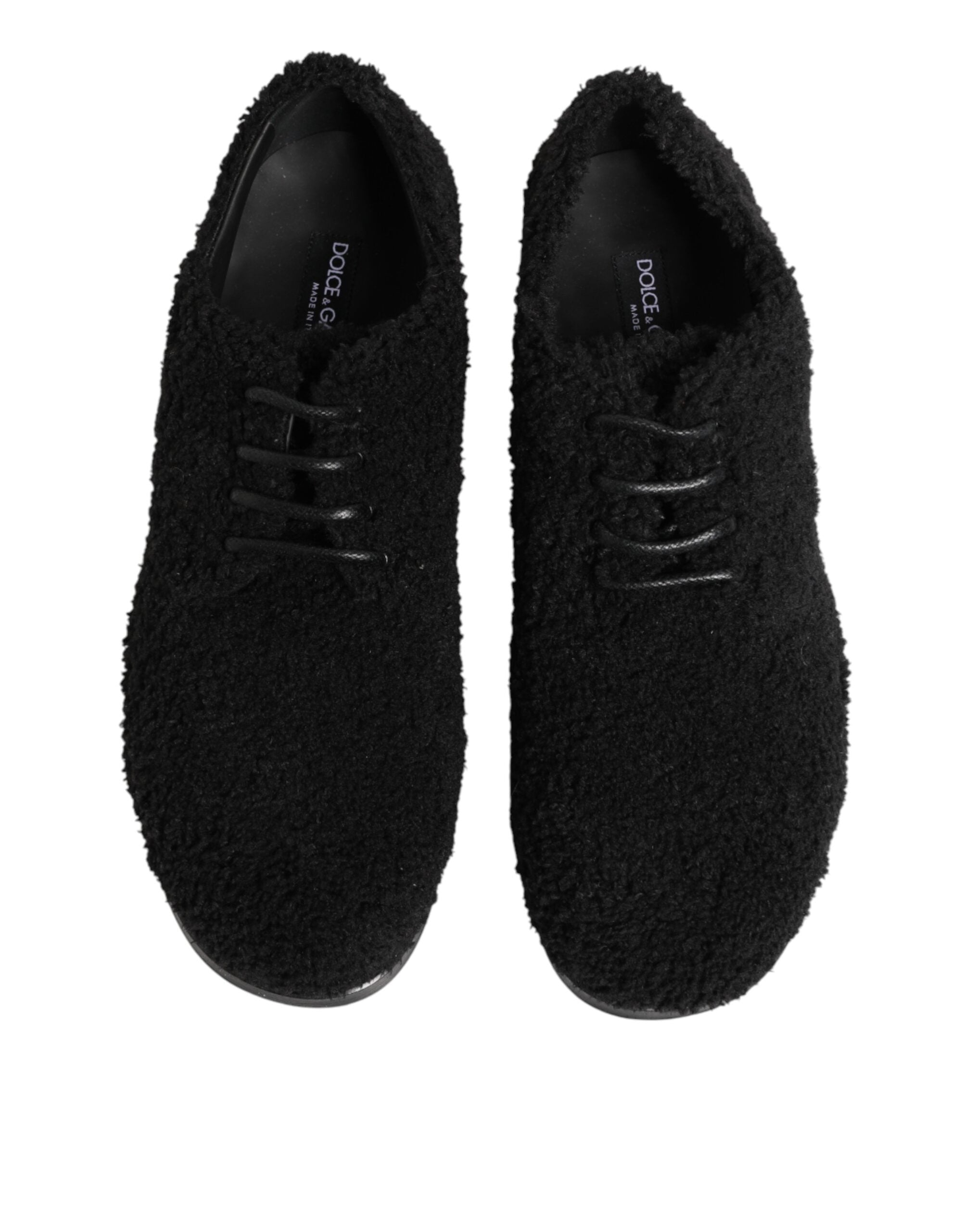 Dolce & Gabbana Herren Schwarze Riccio Lammfell Dress Derby Schuhe
