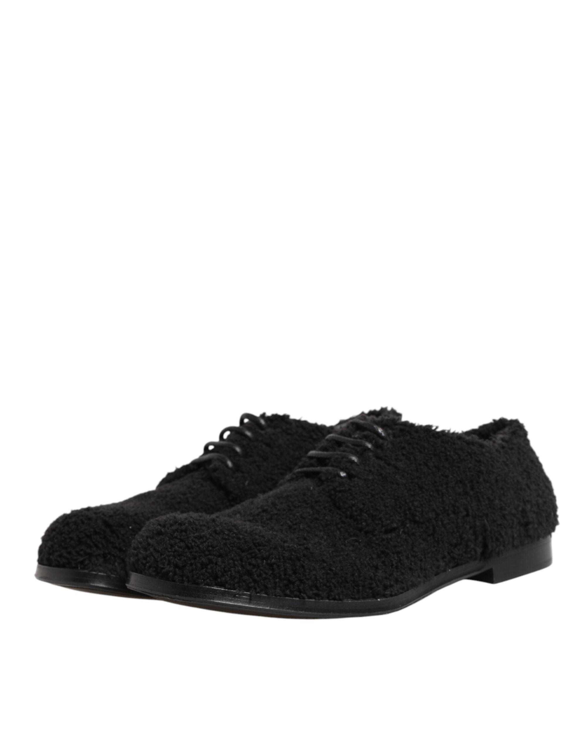 Dolce & Gabbana Herren Schwarze Riccio Lammfell Dress Derby Schuhe