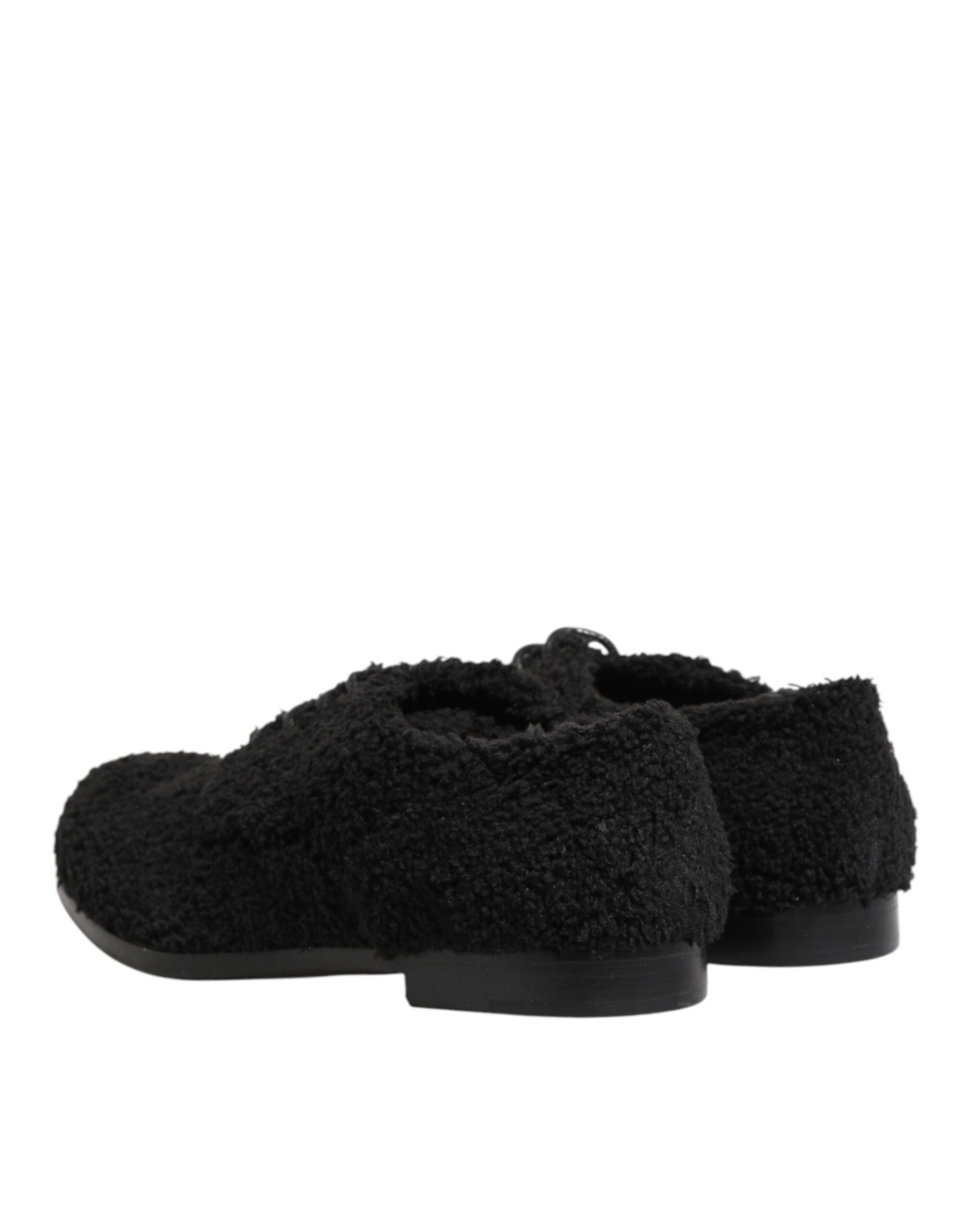 Dolce & Gabbana Herren Schwarze Riccio Lammfell Dress Derby Schuhe