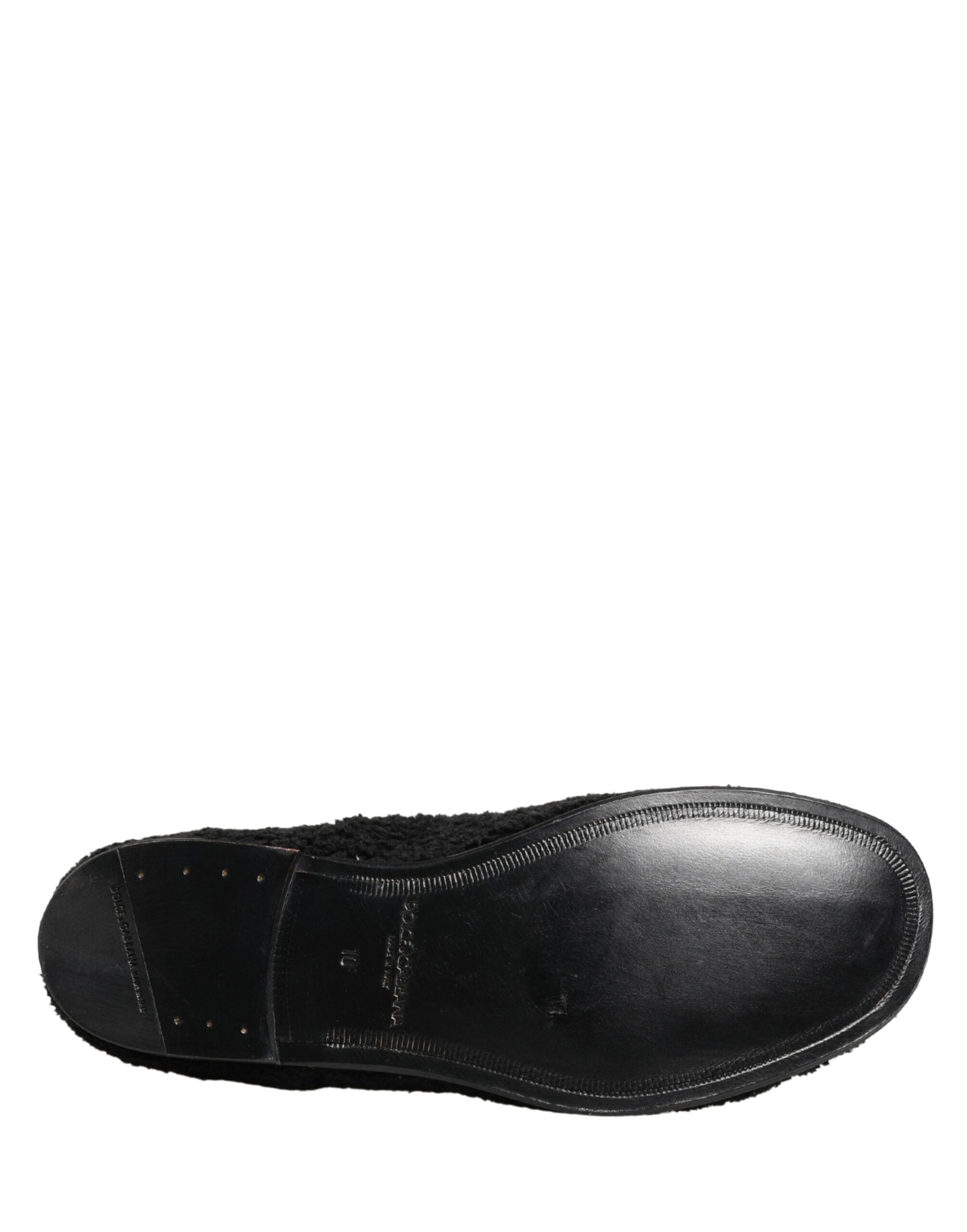 Dolce & Gabbana Herren Schwarze Riccio Lammfell Dress Derby Schuhe