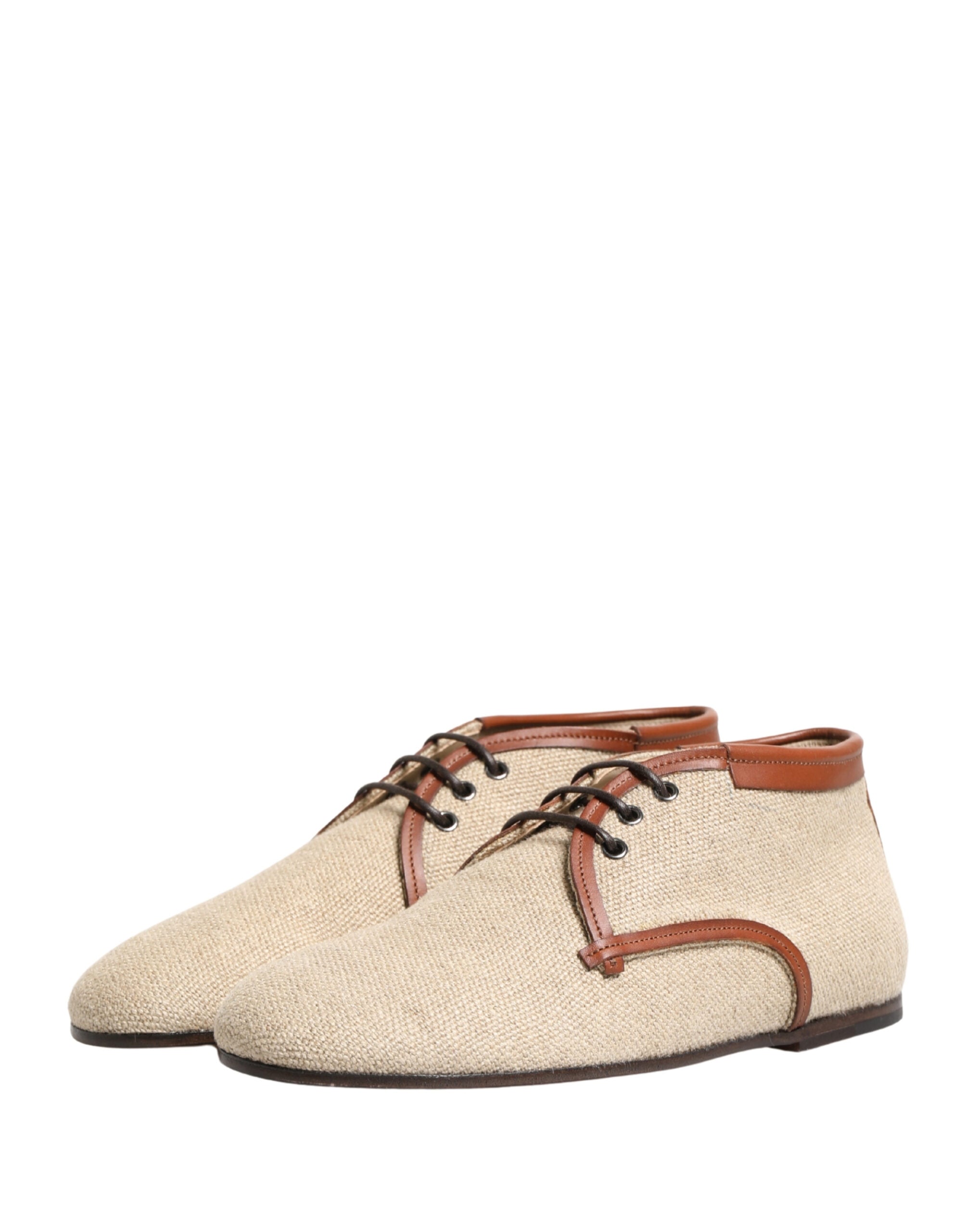 Dolce & Gabbana Beige Canvas Schnür-Derbys für Herren