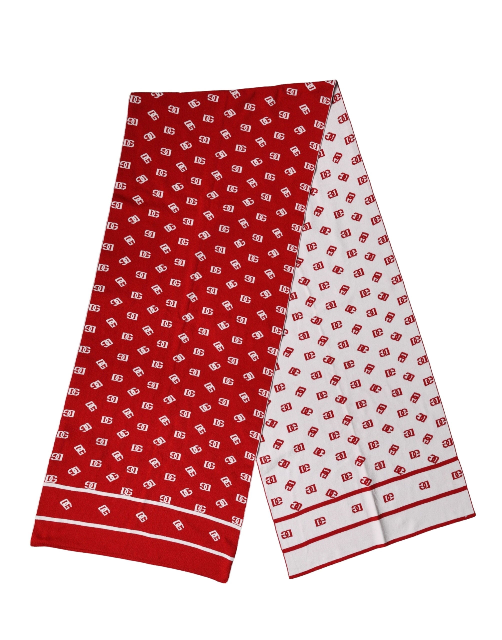 Dolce & Gabbana Seidenschal mit Logo-Print in Rot und Weiß 201cm x 40,5cm Herrenschal