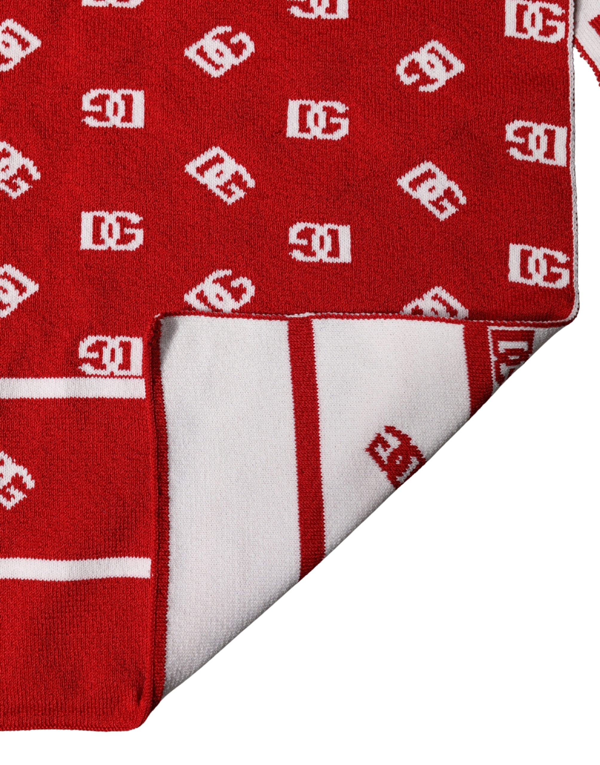 Dolce & Gabbana Seidenschal mit Logo-Print in Rot und Weiß 201cm x 40,5cm Herrenschal