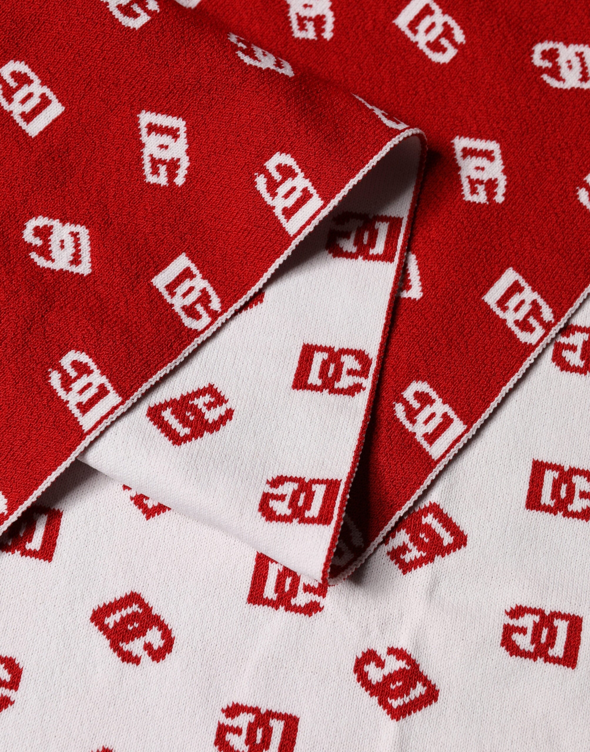Dolce & Gabbana Seidenschal mit Logo-Print in Rot und Weiß 201cm x 40,5cm Herrenschal