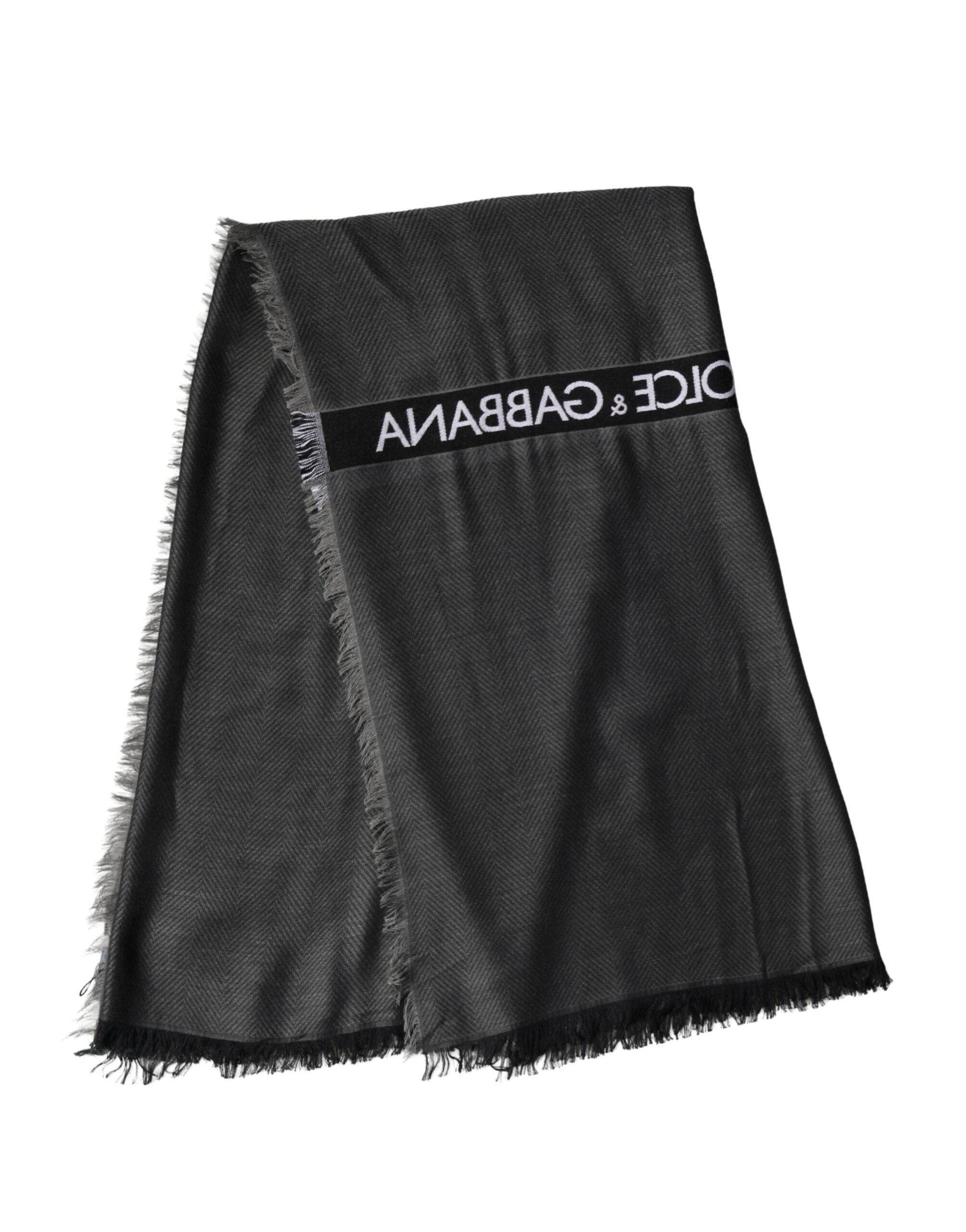 Dolce & Gabbana Schwarzer Modal-Wärmeschal mit Fransen 140cm x 134cm Herrenschal