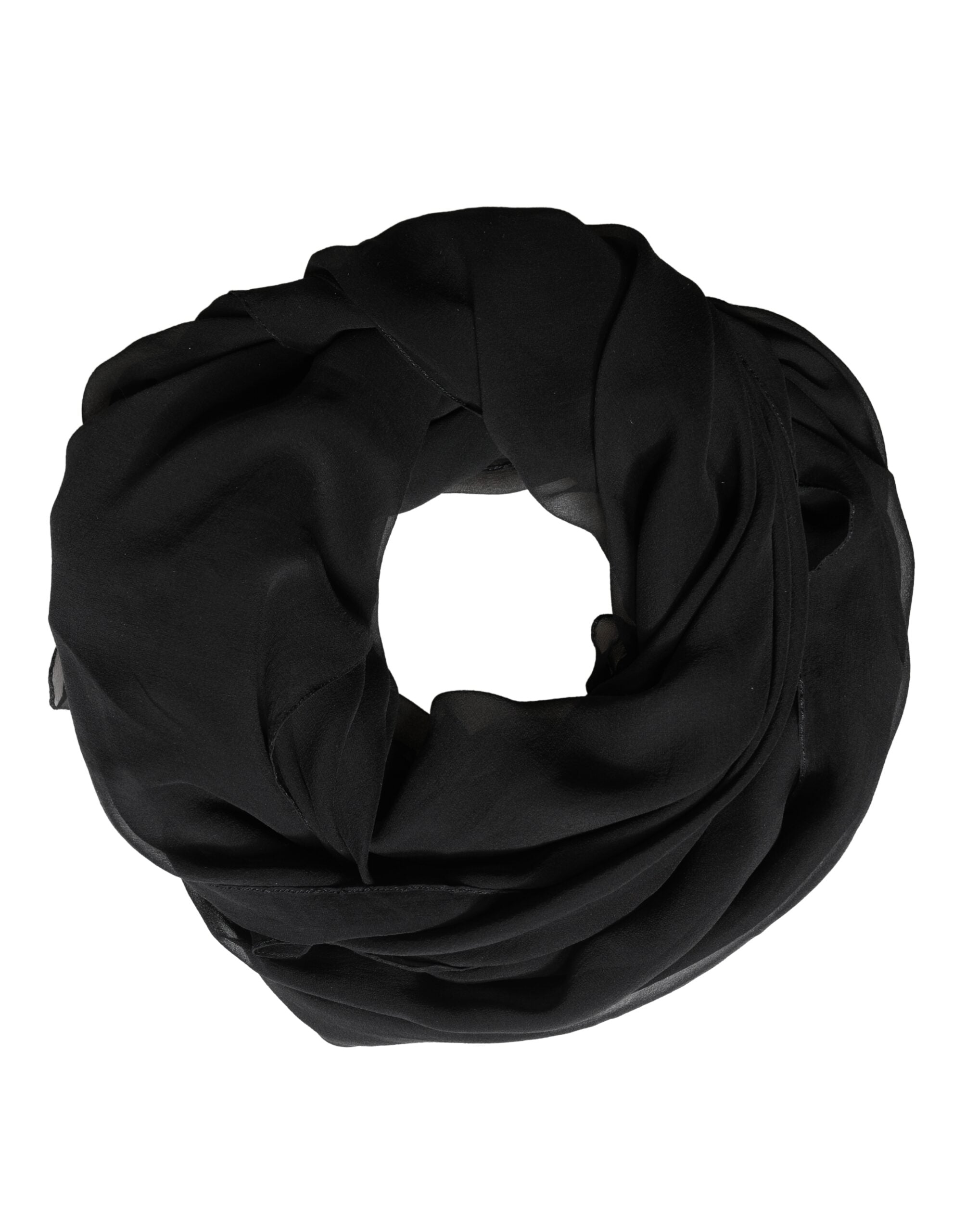 Dolce & Gabbana Schwarzer Seiden-Nackenwickel-Schal Stola 167cm x 126cm