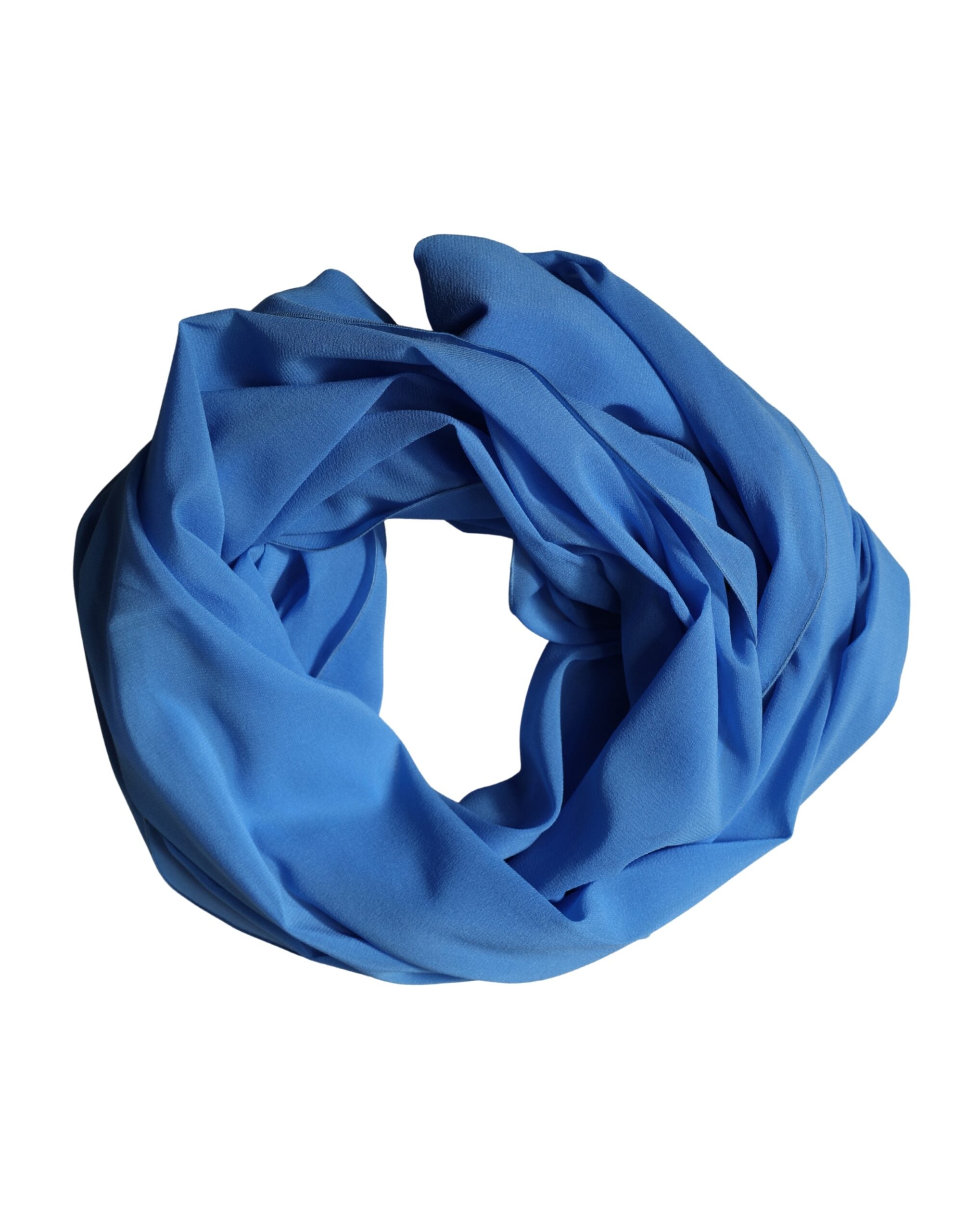 Dolce & Gabbana Blauer Seiden-Nackenschal Stola 200cm x 64cm Schal