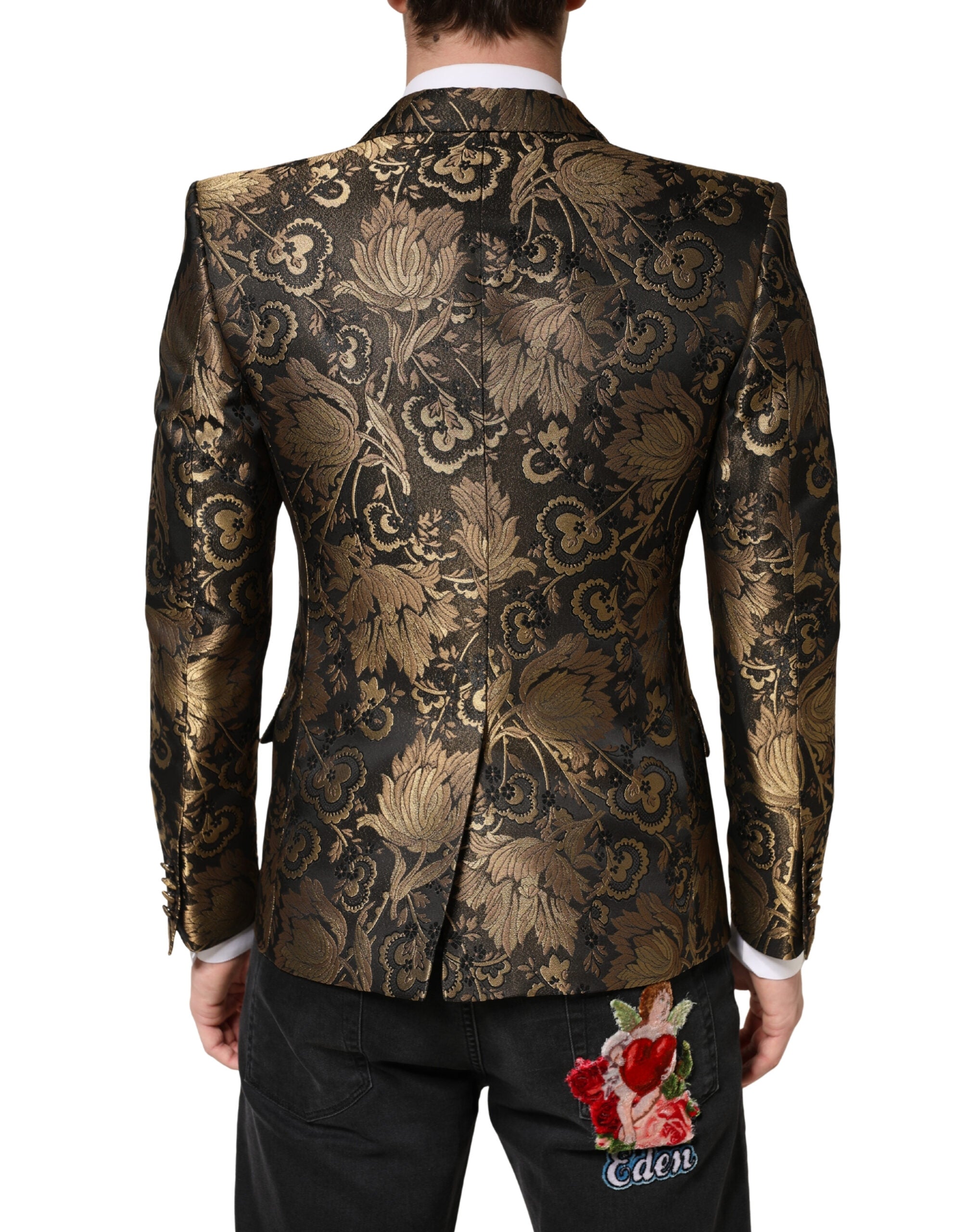 Dolce & Gabbana Goldfarbener Jacquard-Sakko mit einem Knopf