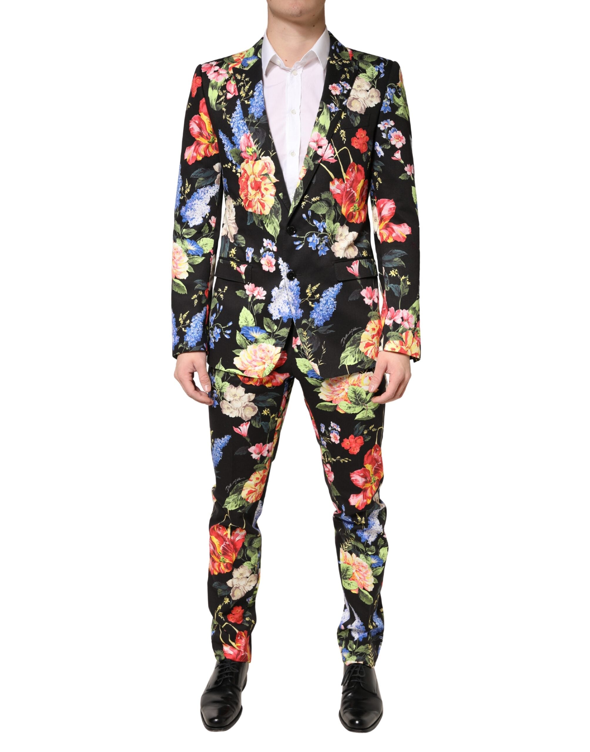 Dolce & Gabbana Schwarzer Blumen-Sakko-Anzug MARTINI 2-teilig