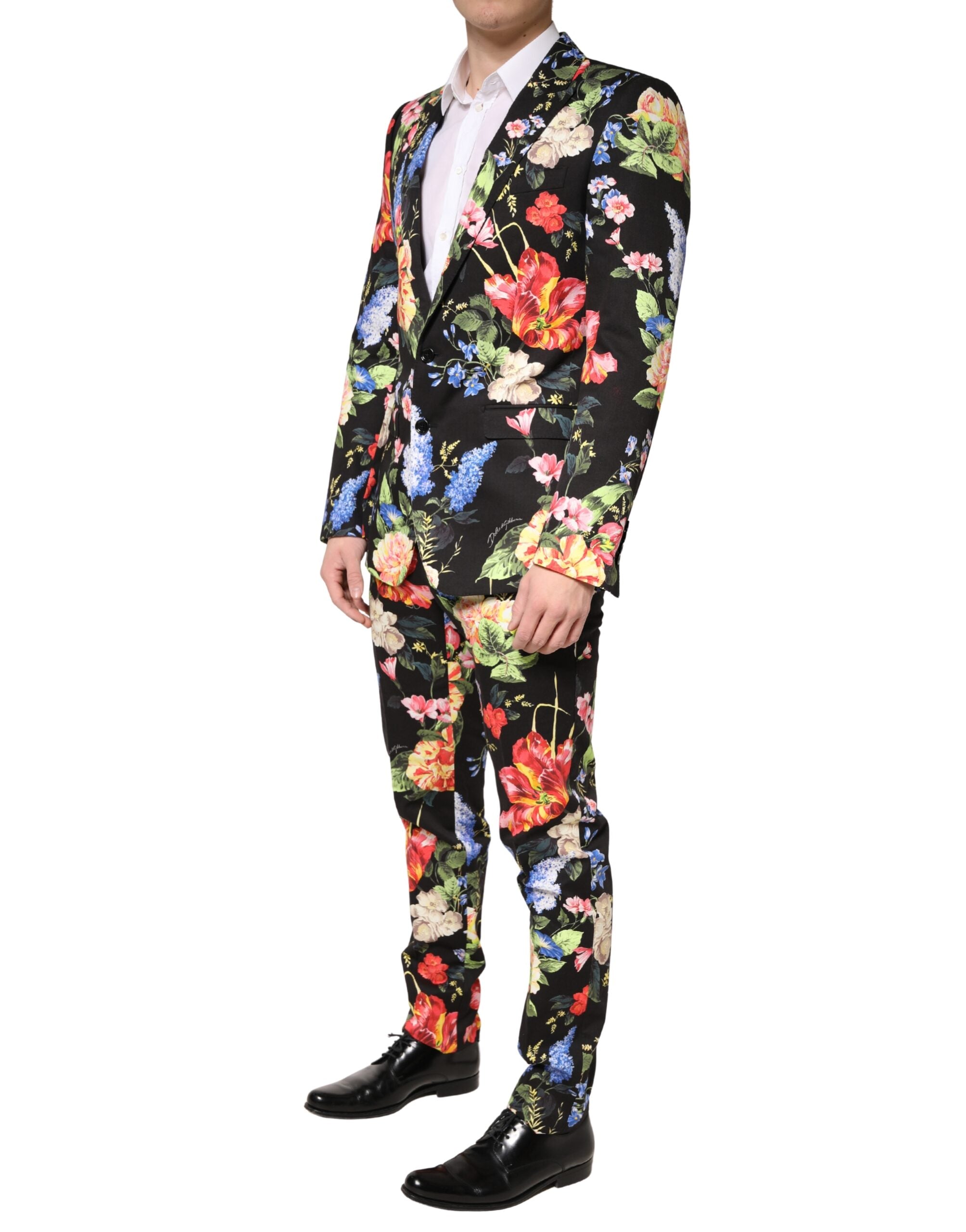 Dolce & Gabbana Schwarzer Blumen-Sakko-Anzug MARTINI 2-teilig