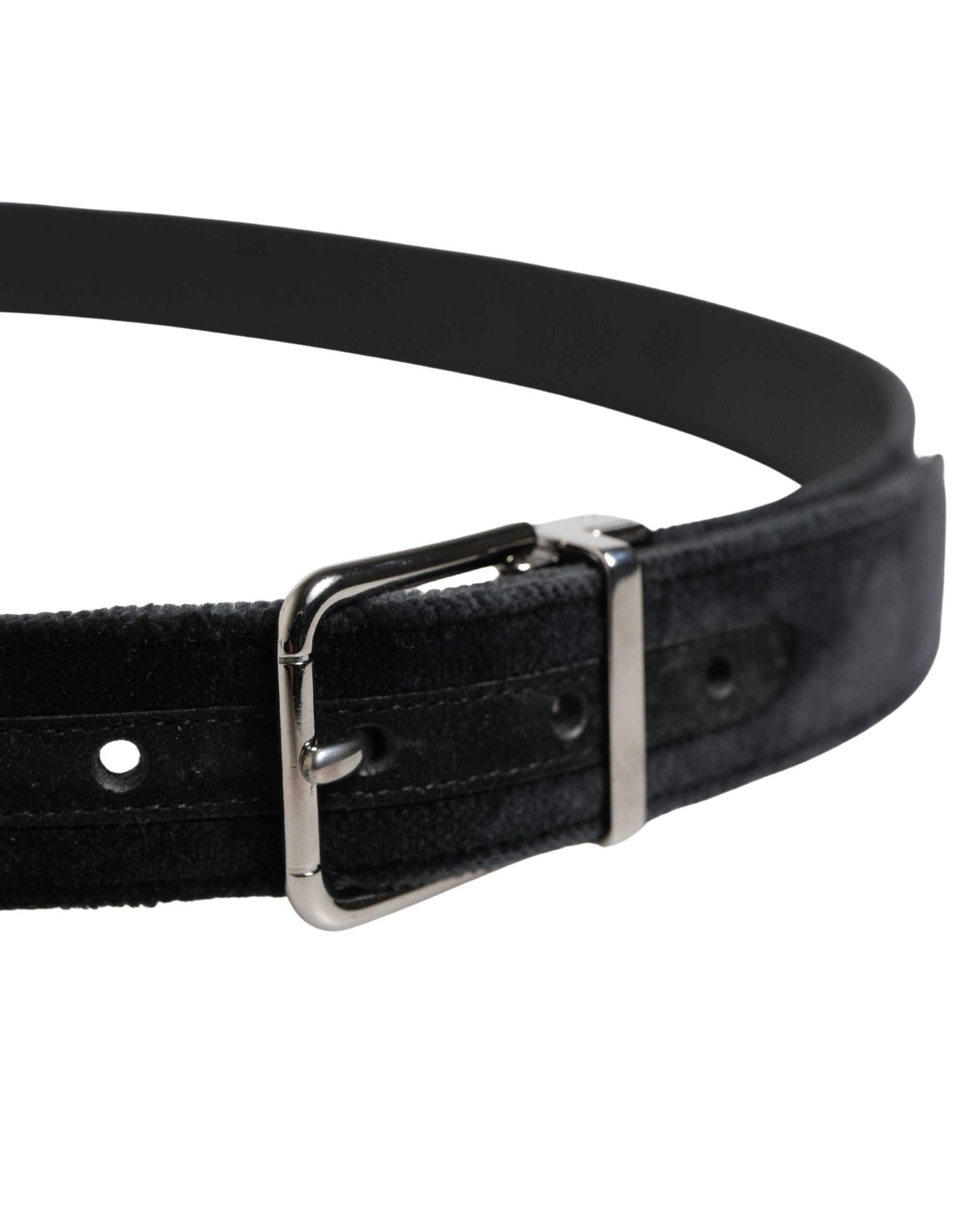 Dolce & Gabbana Schwarzer Gürtel aus Wildleder mit silberfarbener Metallschnalle für Herren