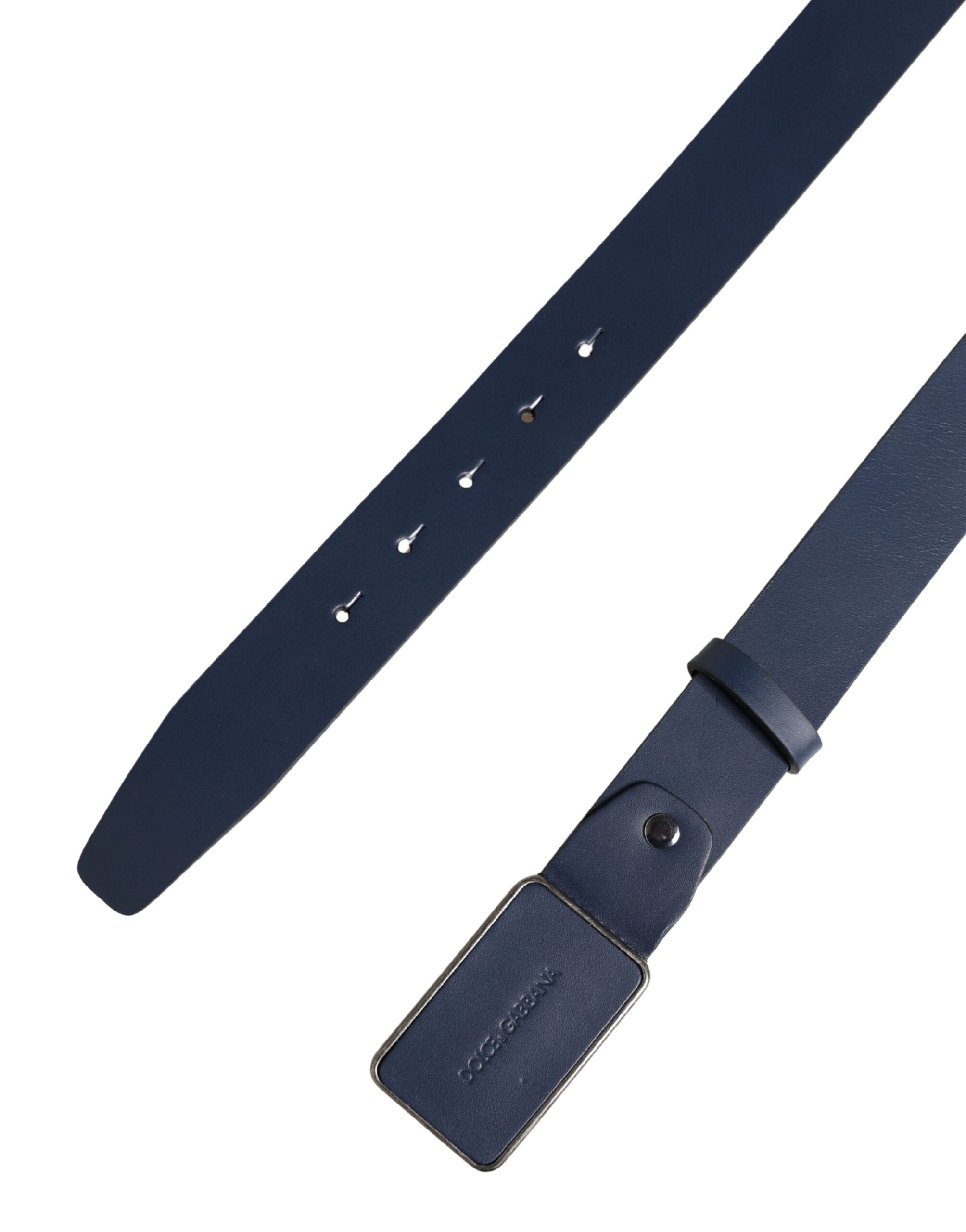 Dolce & Gabbana Blauer Ledergürtel mit Logo und Metallschnalle für Herren