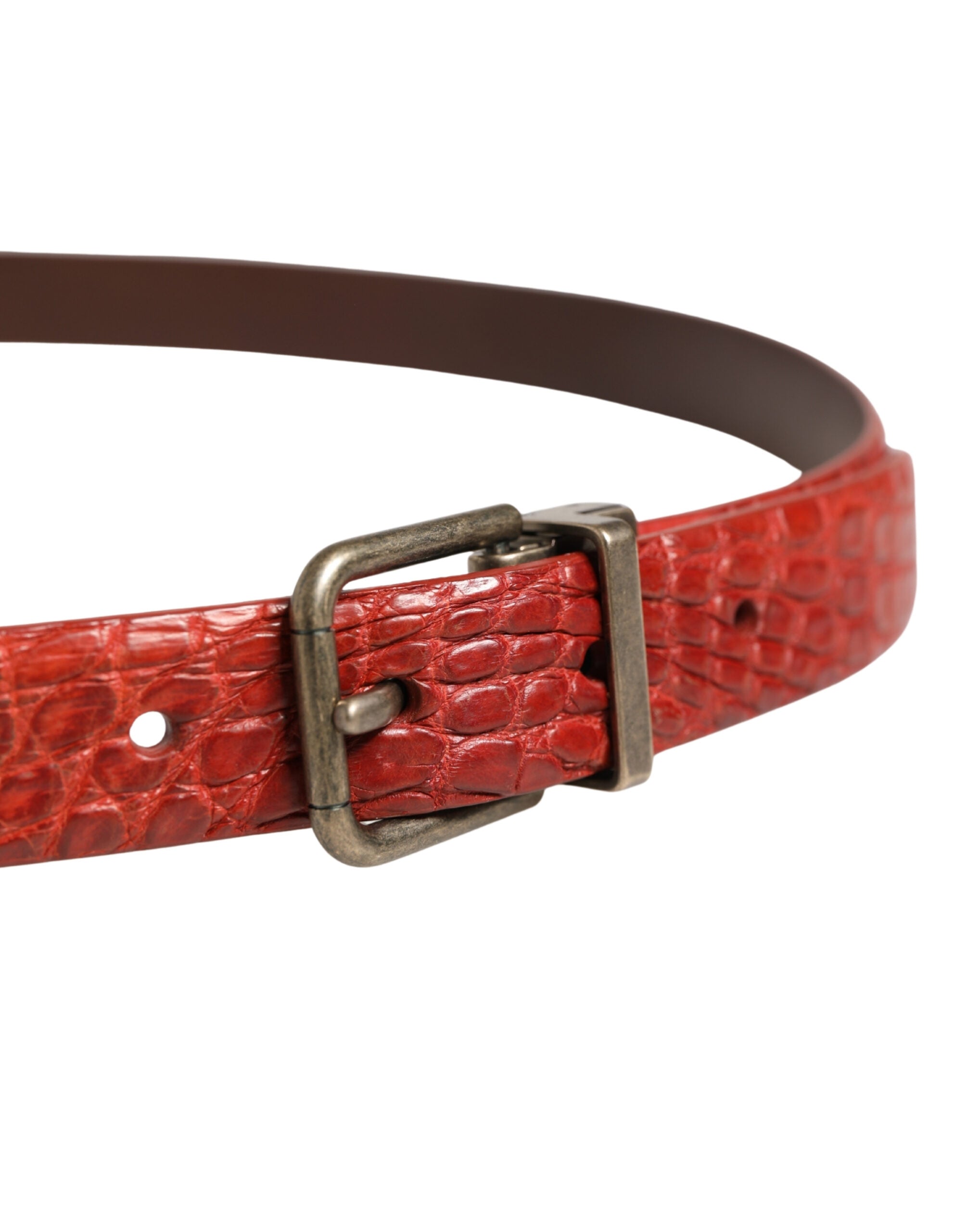 Dolce & Gabbana Roter Ledergürtel mit goldfarbener Metallschnalle für Herren