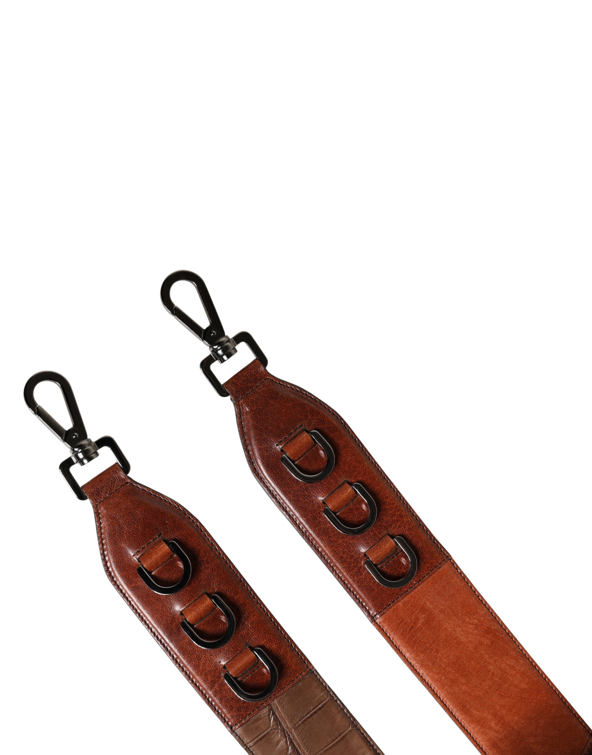Dolce & Gabbana Brauner Pferdeleder-Samt-Taschen-Schultergurt