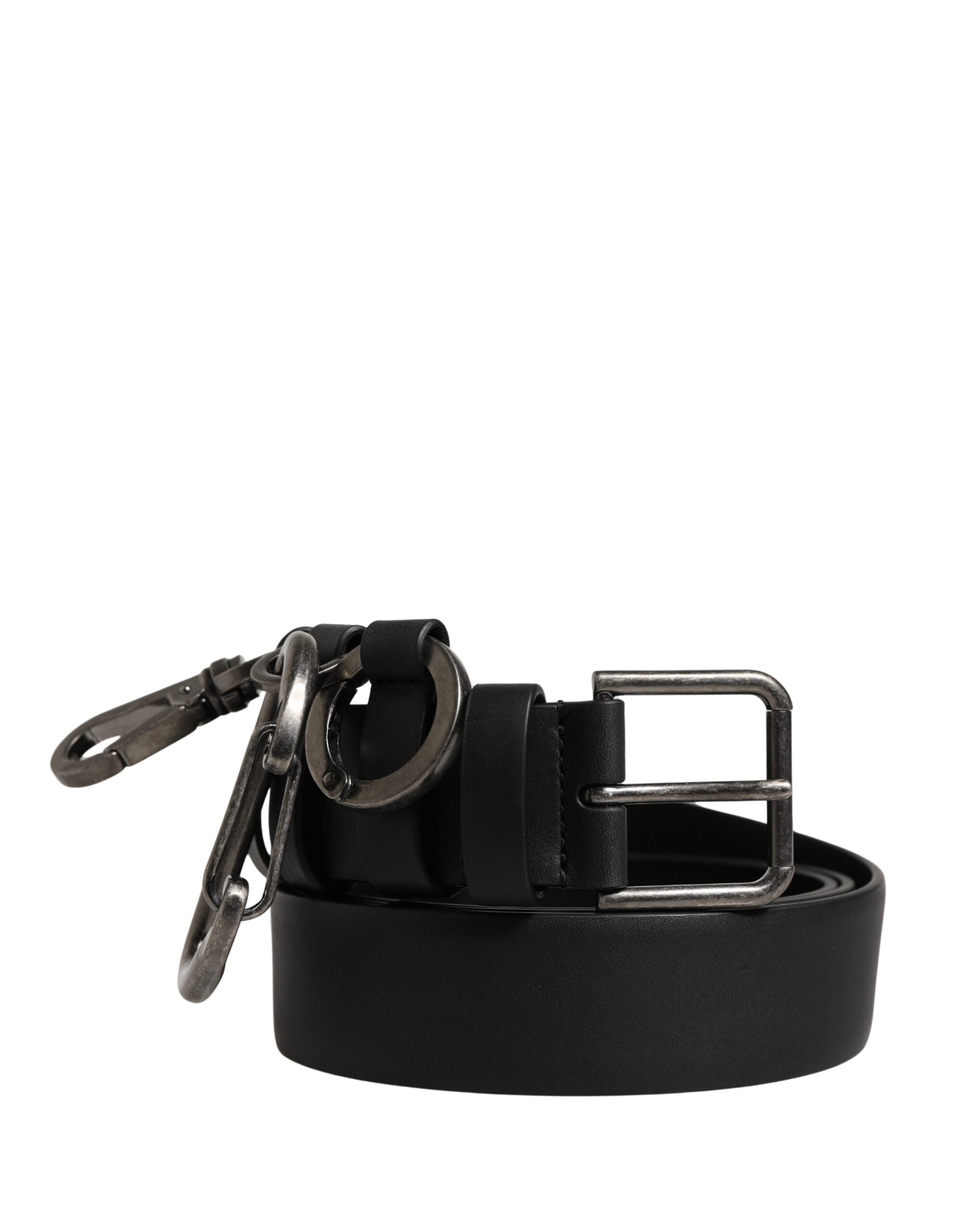 Dolce & Gabbana Schwarzer Gürtel aus Kalbsleder mit silberner Metallschnalle