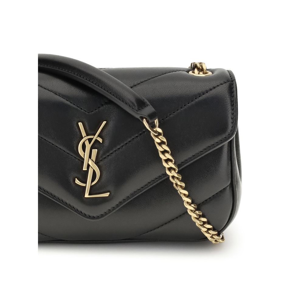 Saint Laurent Schwarze Lammleder Schultertasche Ovis Aries Aries