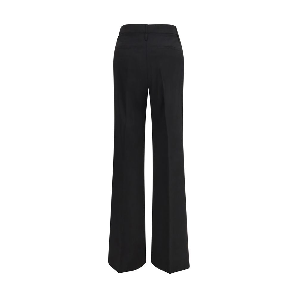 Max Mara Schwarze Hose aus Fleece-Wolle mit ausgestelltem Bein