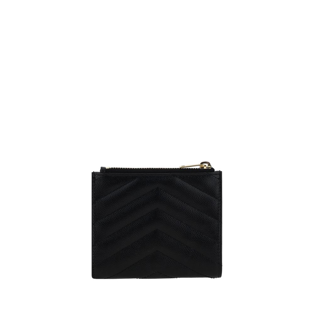 Saint Laurent Schwarzes Kalbsleder Bos Taurus Portemonnaie