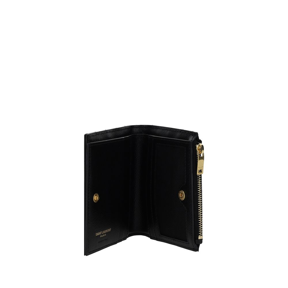 Saint Laurent Schwarzes Kalbsleder Bos Taurus Portemonnaie