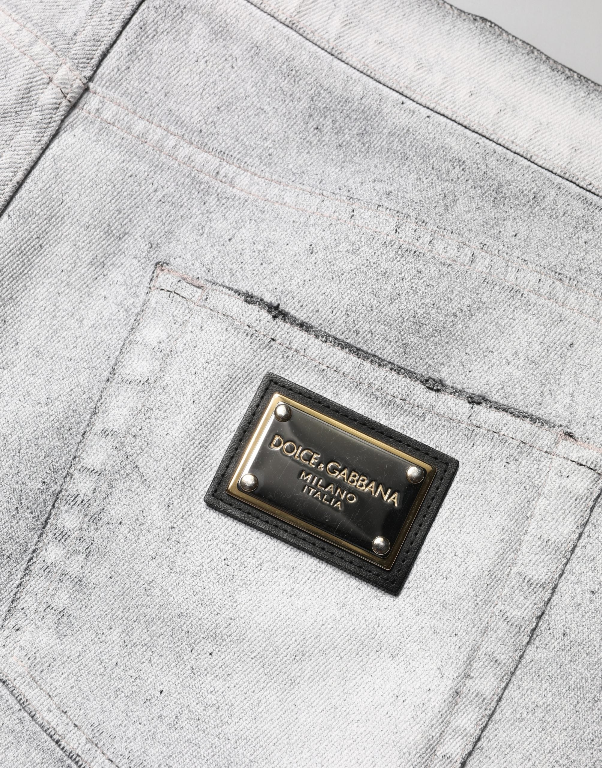 Dolce & Gabbana Hellgraue, distressed Skinny Jeans für Herren aus Denim