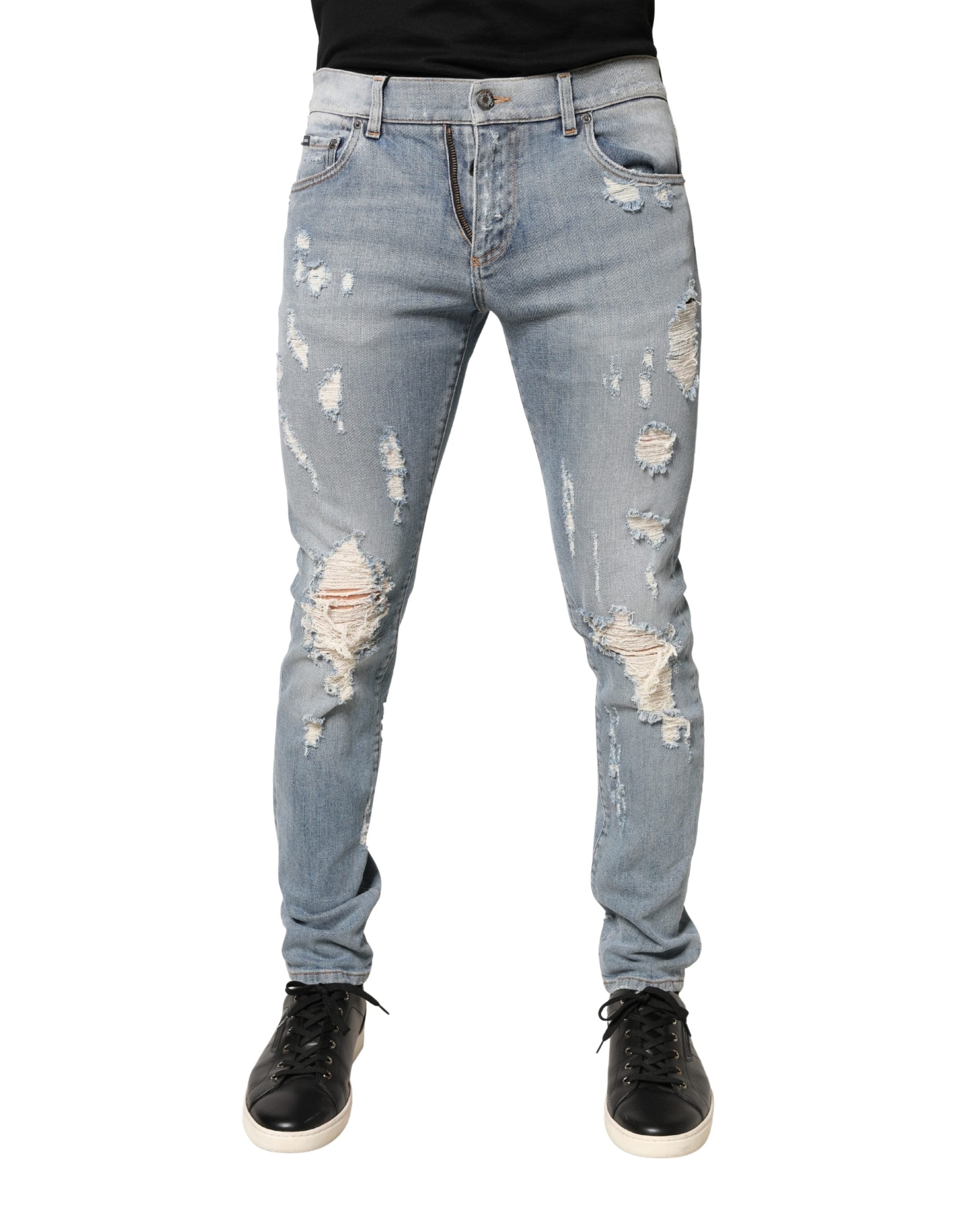 Dolce & Gabbana Hellblaue, distressed Skinny Jeans für Herren aus Denim
