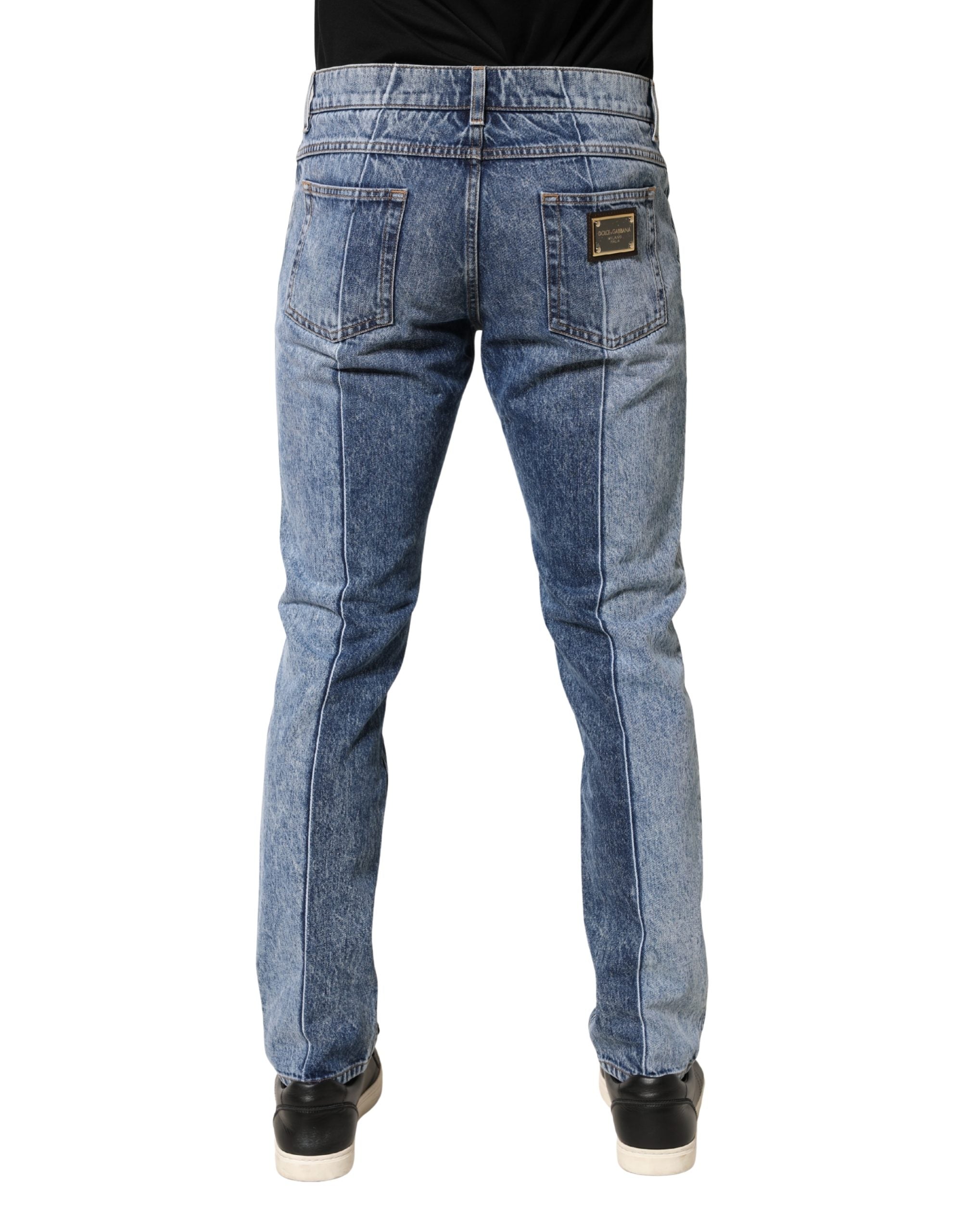 Dolce & Gabbana Zwei-Ton-blaue Herren-Jeans aus Baumwolle, Regular Fit