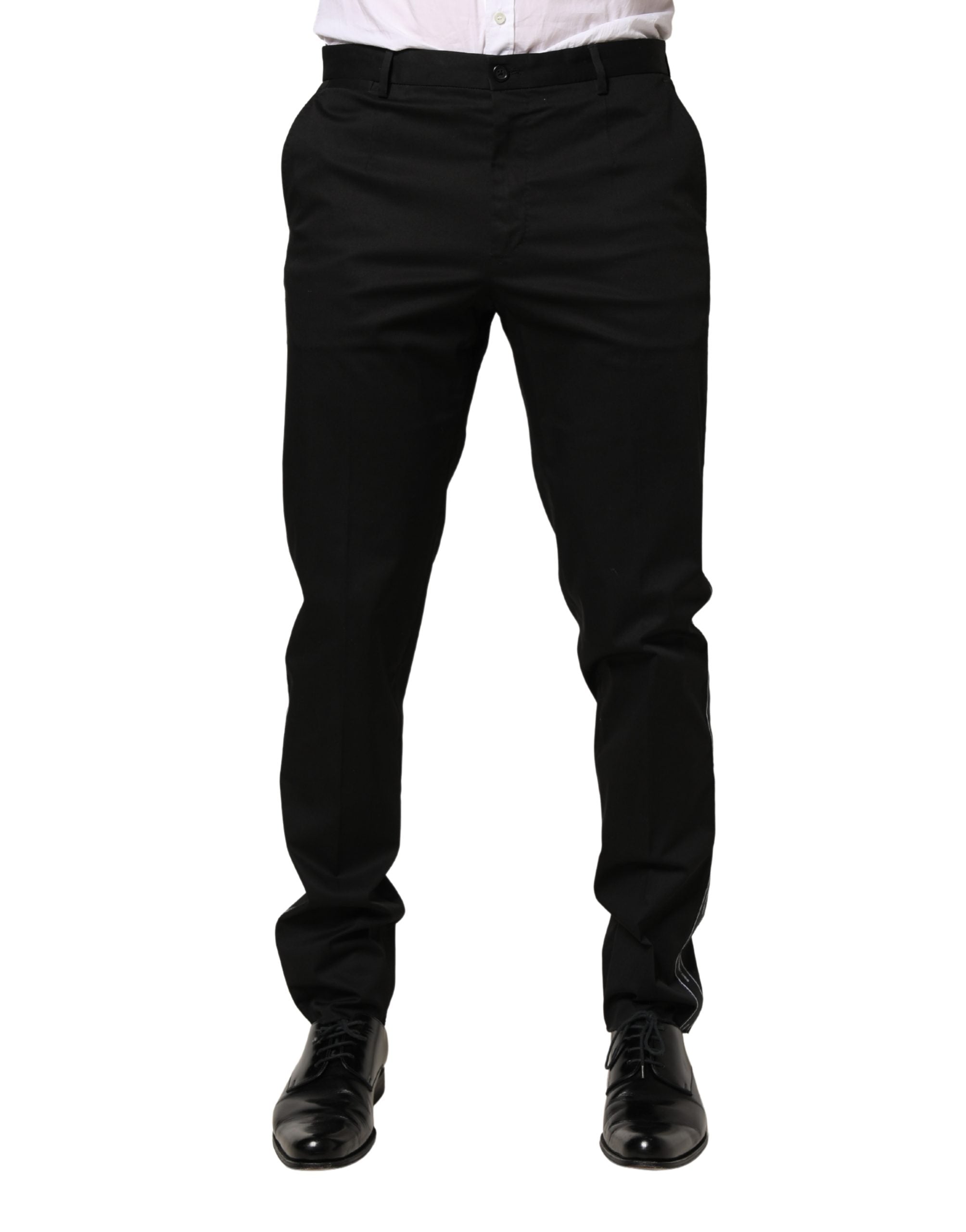 Dolce & Gabbana Schwarze Baumwoll-Skinny-Herren-Anzughose