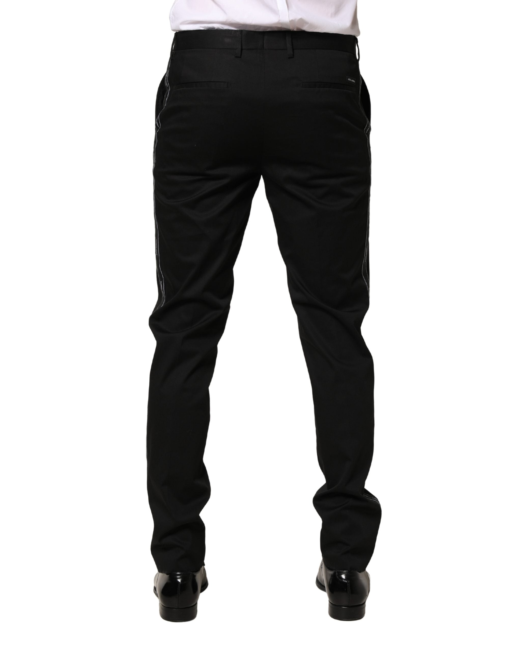 Dolce & Gabbana Schwarze Baumwoll-Skinny-Herren-Anzughose