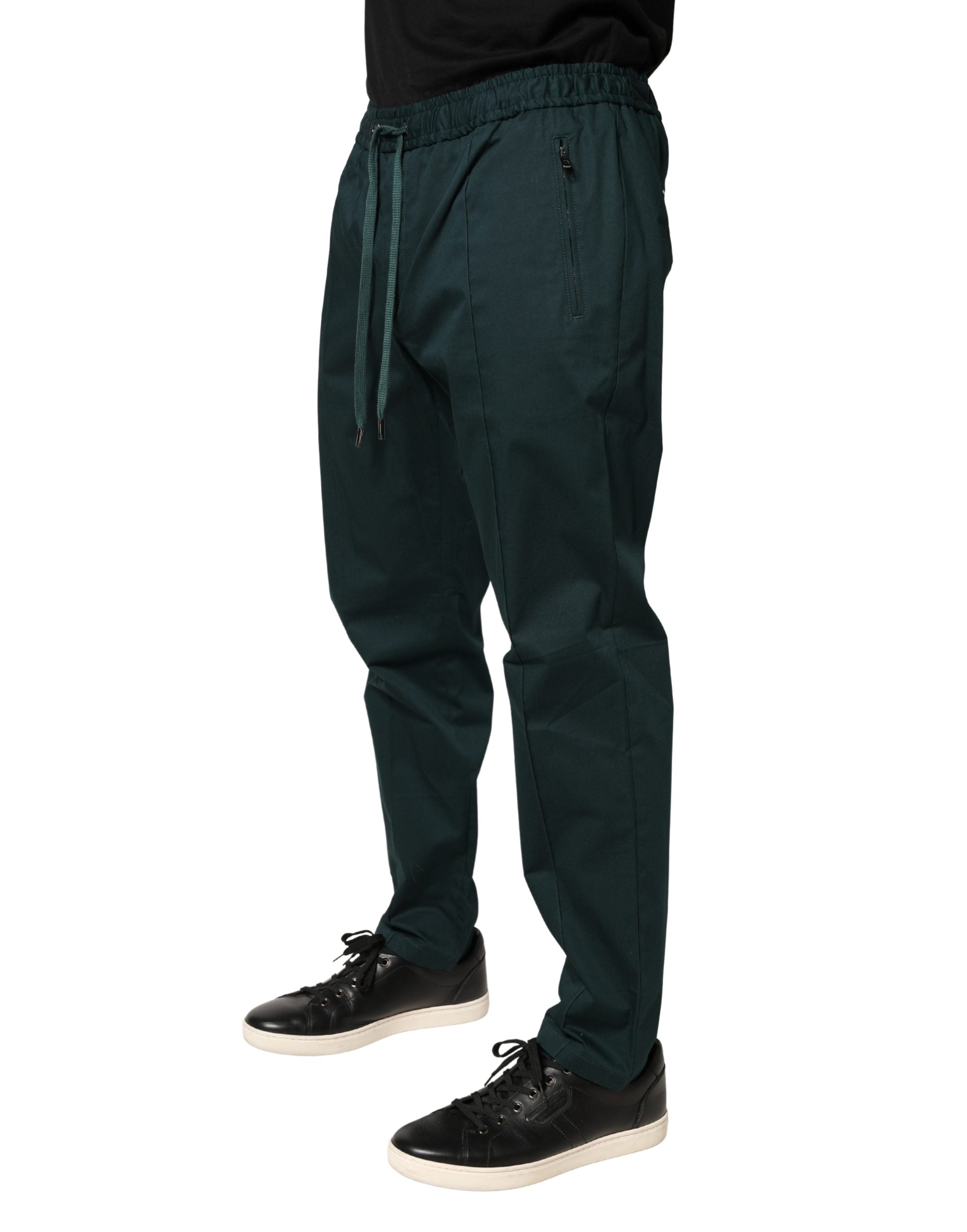Dolce & Gabbana Grüne Baumwoll Skinny Herren Jogginghose