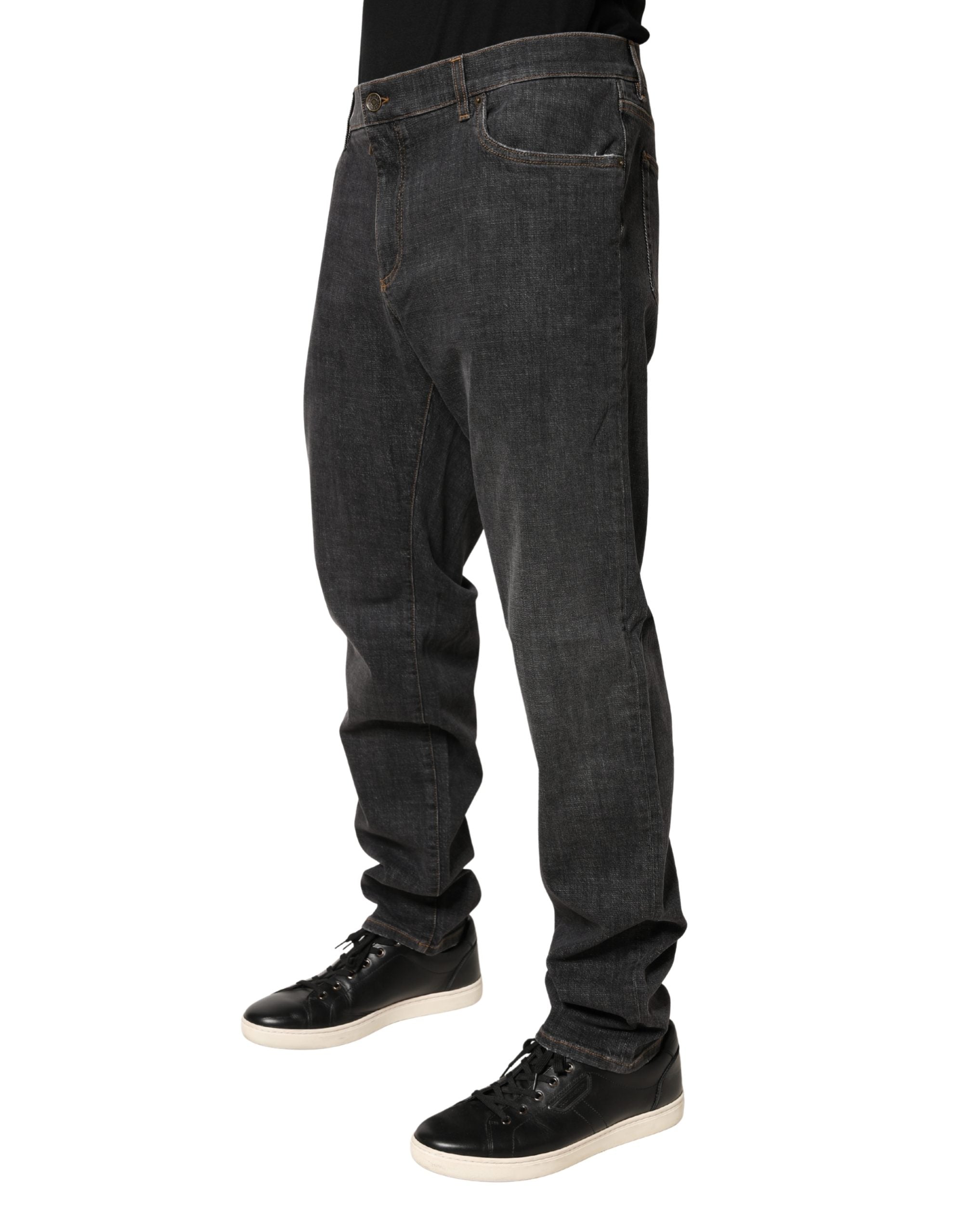 Dolce & Gabbana Dunkelgraue Slim Fit Herren-Jeans aus Baumwolle