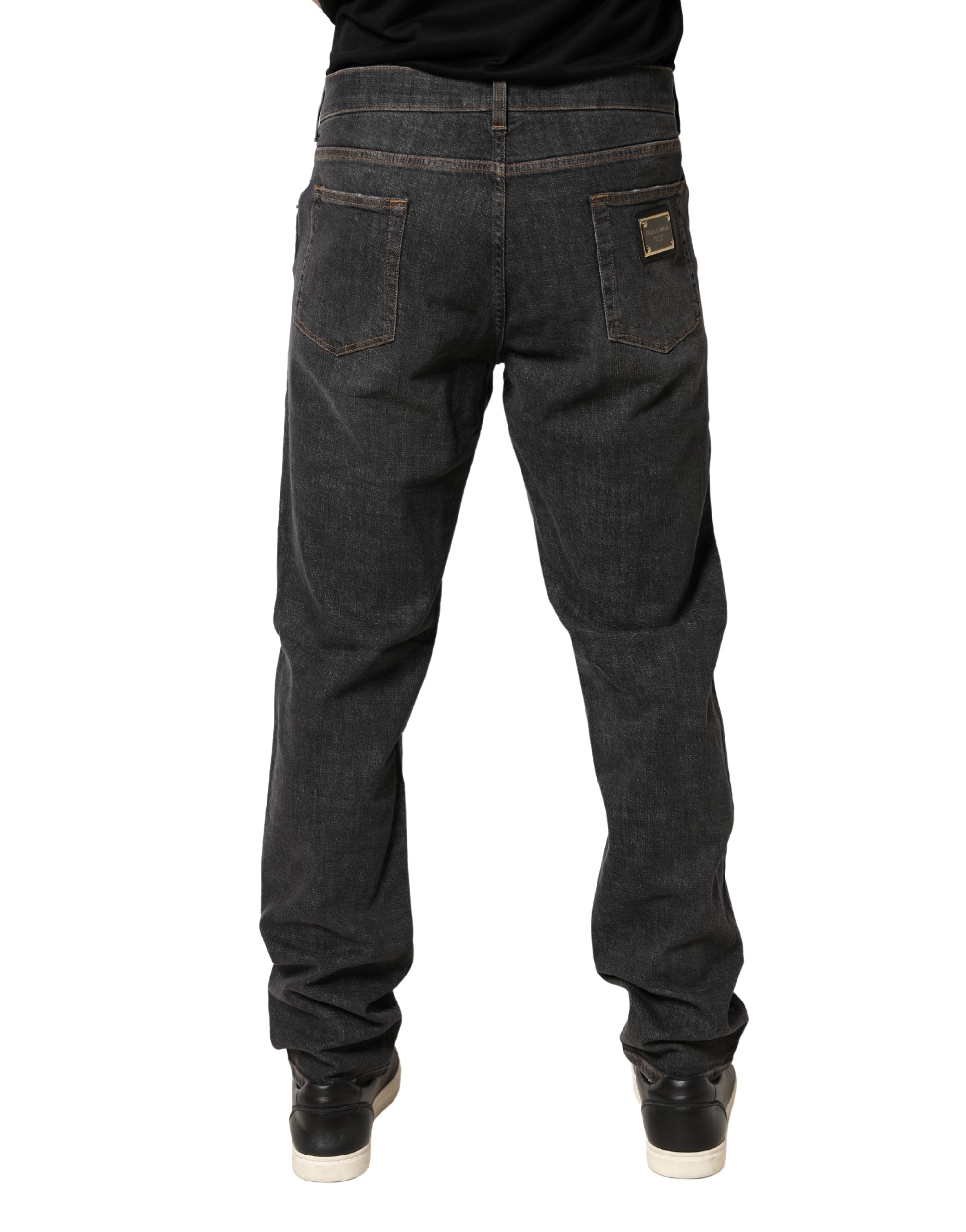 Dolce & Gabbana Dunkelgraue Slim Fit Herren-Jeans aus Baumwolle