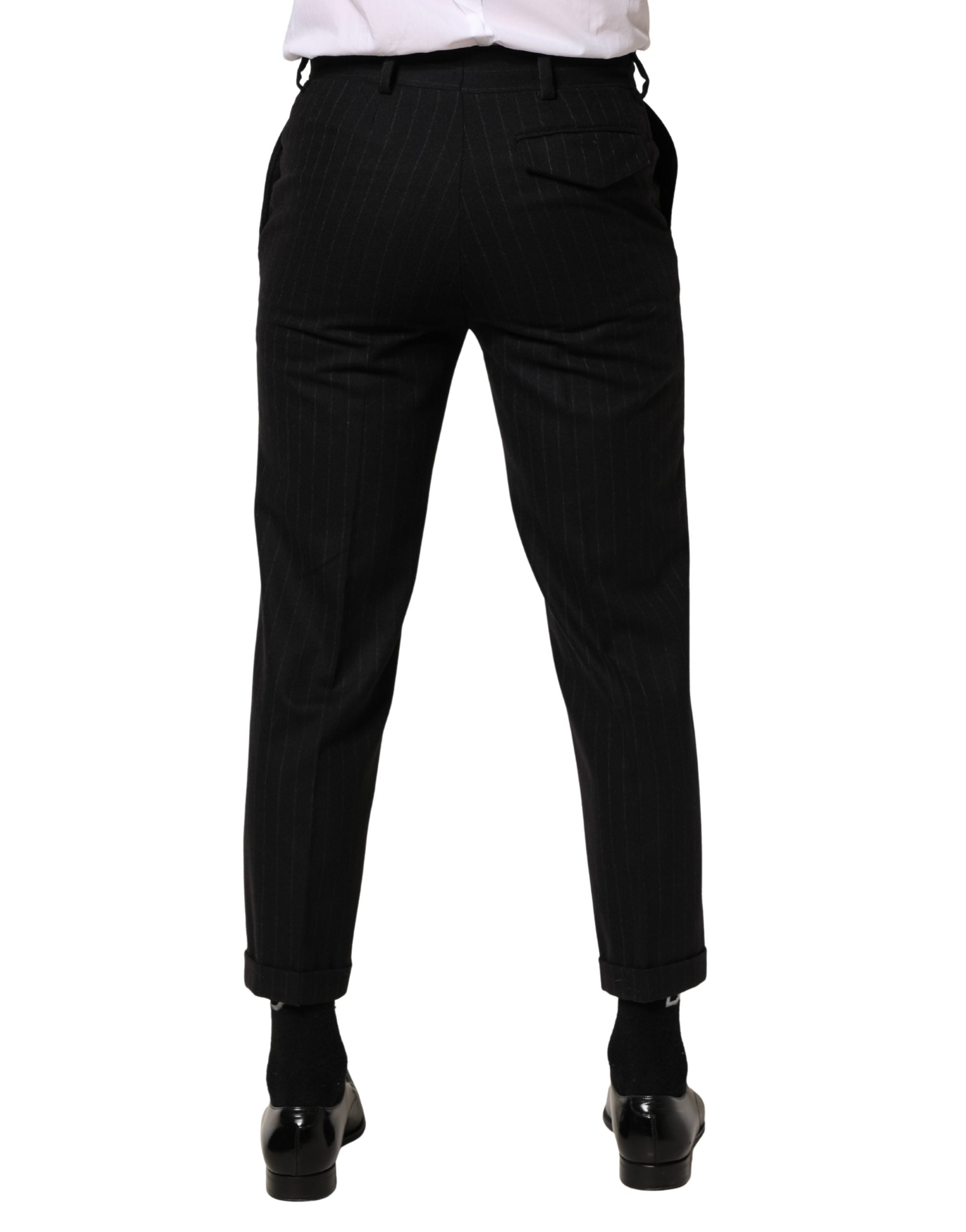 Dolce & Gabbana Schwarze Streifen Wollkleid Formelle Hose