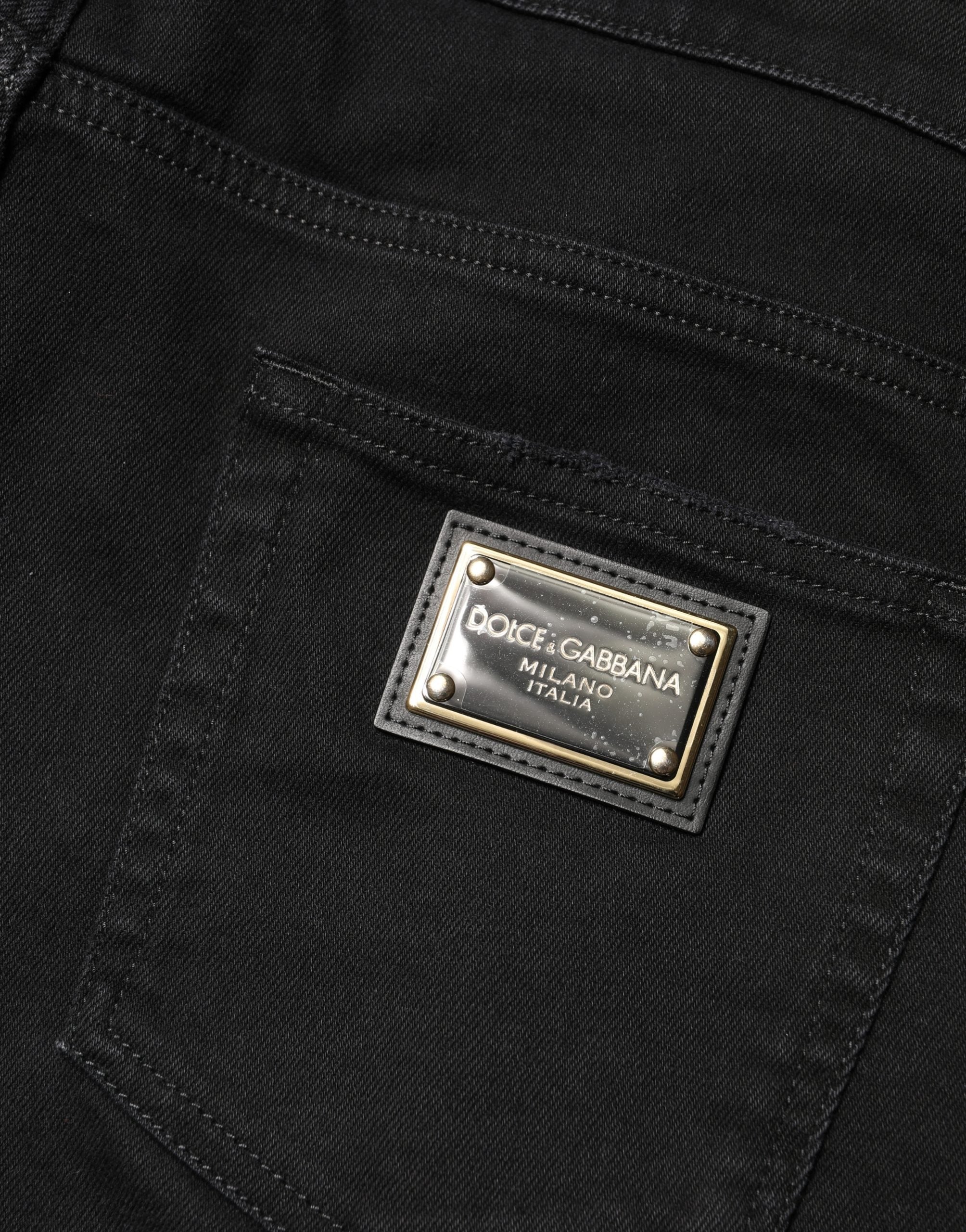 Dolce & Gabbana Schwarze, zerrissene Skinny-Jeans aus Baumwoll-Denim