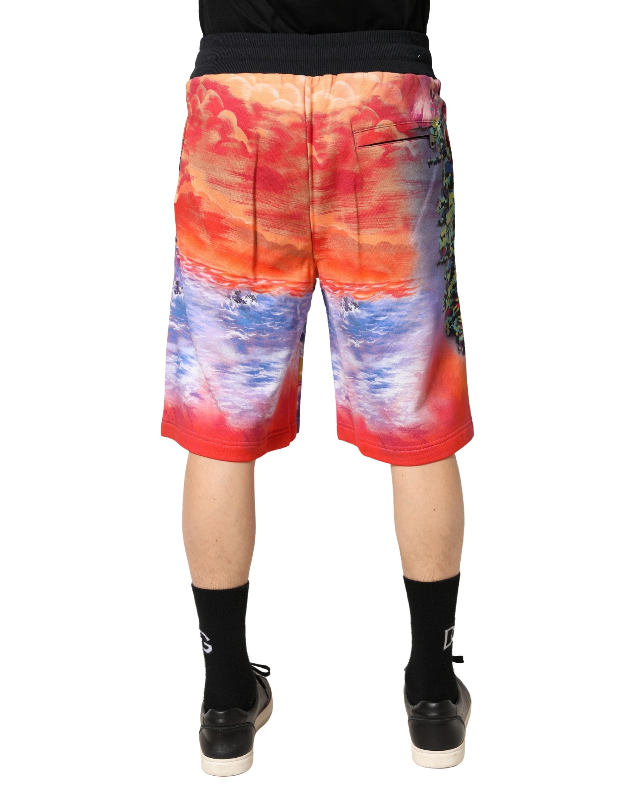 Dolce & Gabbana Mehrfarbige Bermuda-Shorts aus Baumwolle mit Grafikdruck