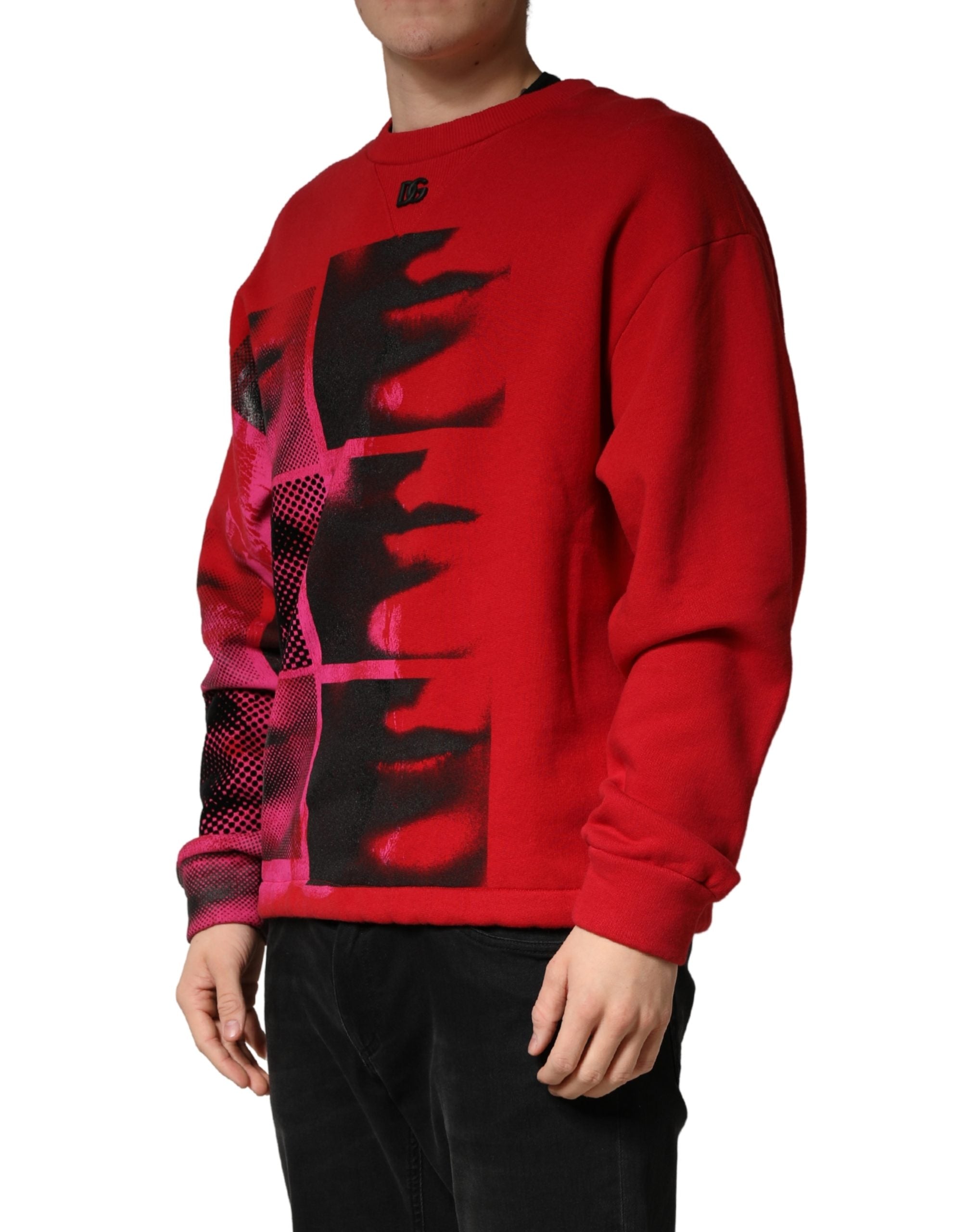 Dolce & Gabbana Herren-Sweatshirt mit rotem Grafikprint und Rundhalsausschnitt