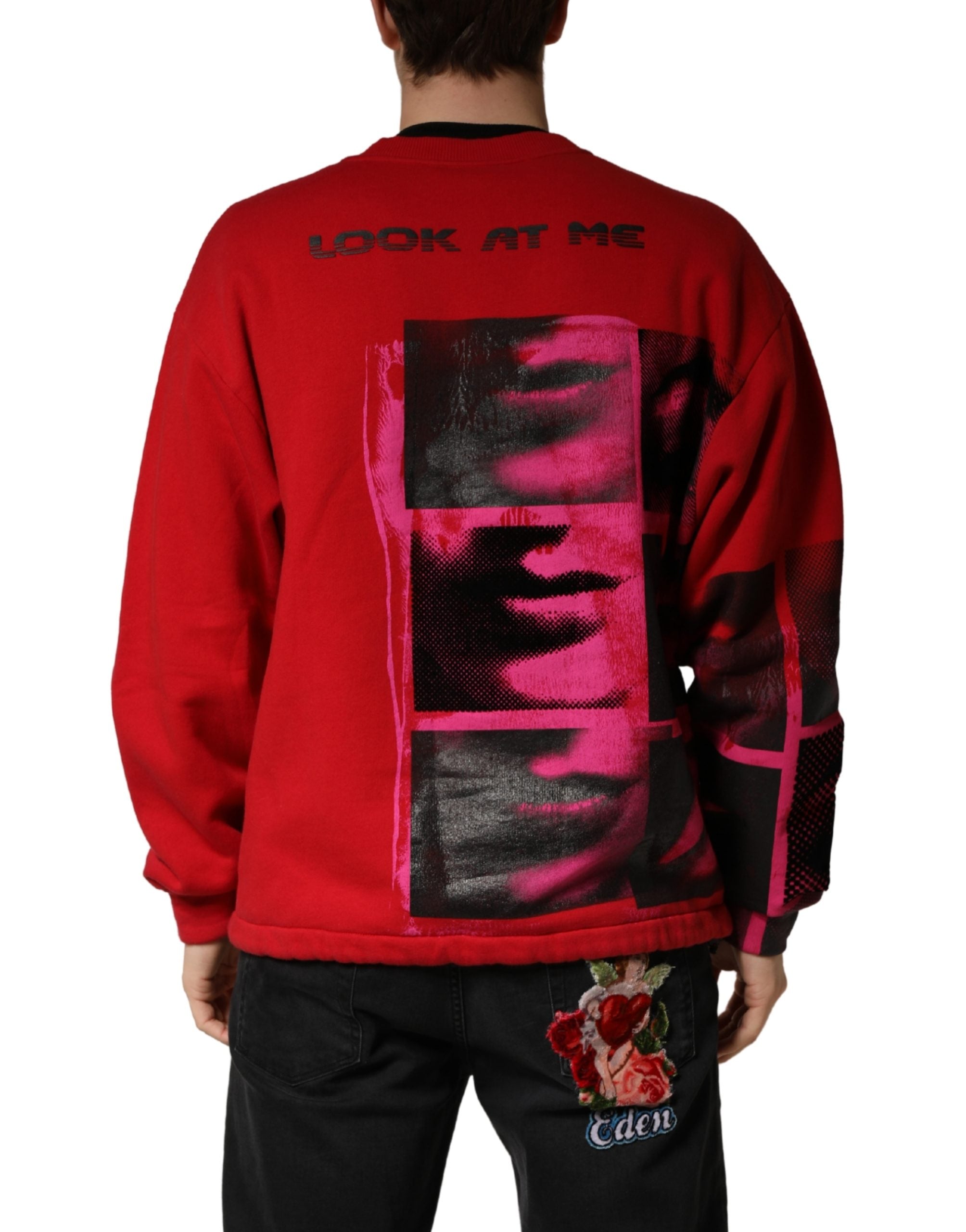 Dolce & Gabbana Herren-Sweatshirt mit rotem Grafikprint und Rundhalsausschnitt
